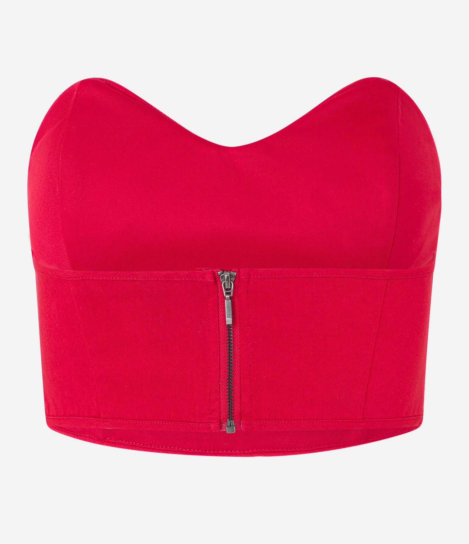 Blusa Cropped em Bengaline com Decote Coração Vermelho 6