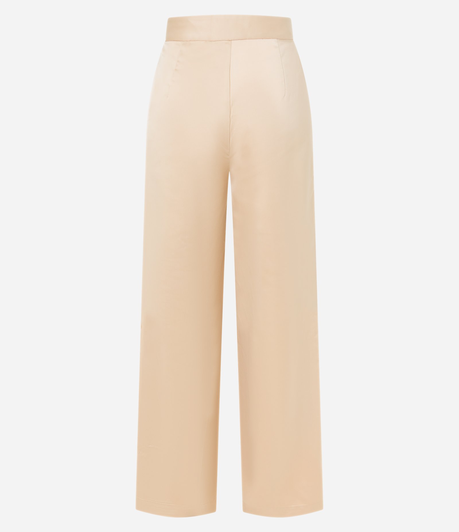 Calça Pantalona Acetinada com Cintura Média com Pregas Bege 6