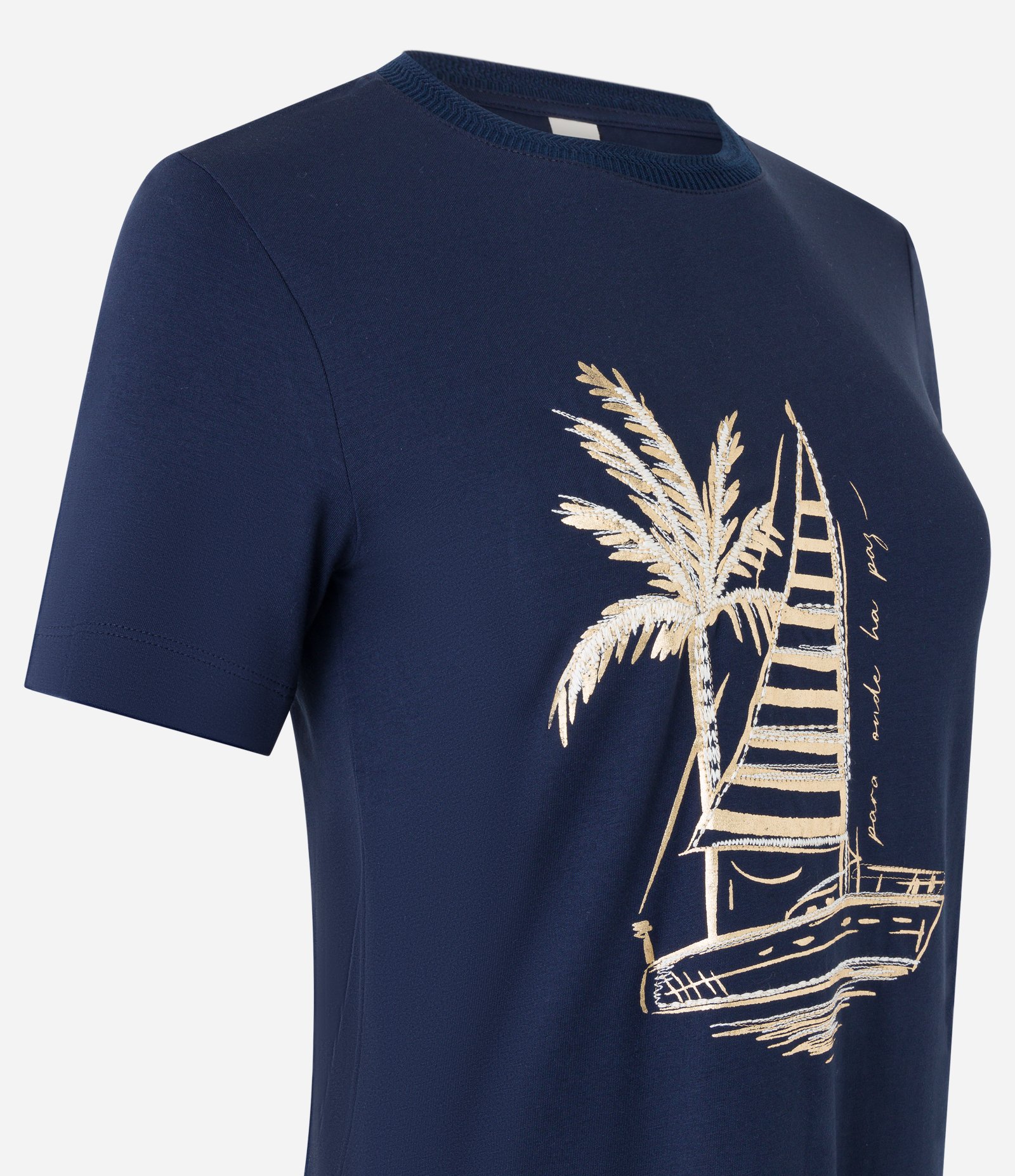 Camiseta em Viscose com Estampa Barco a Vela Azul Escuro 6