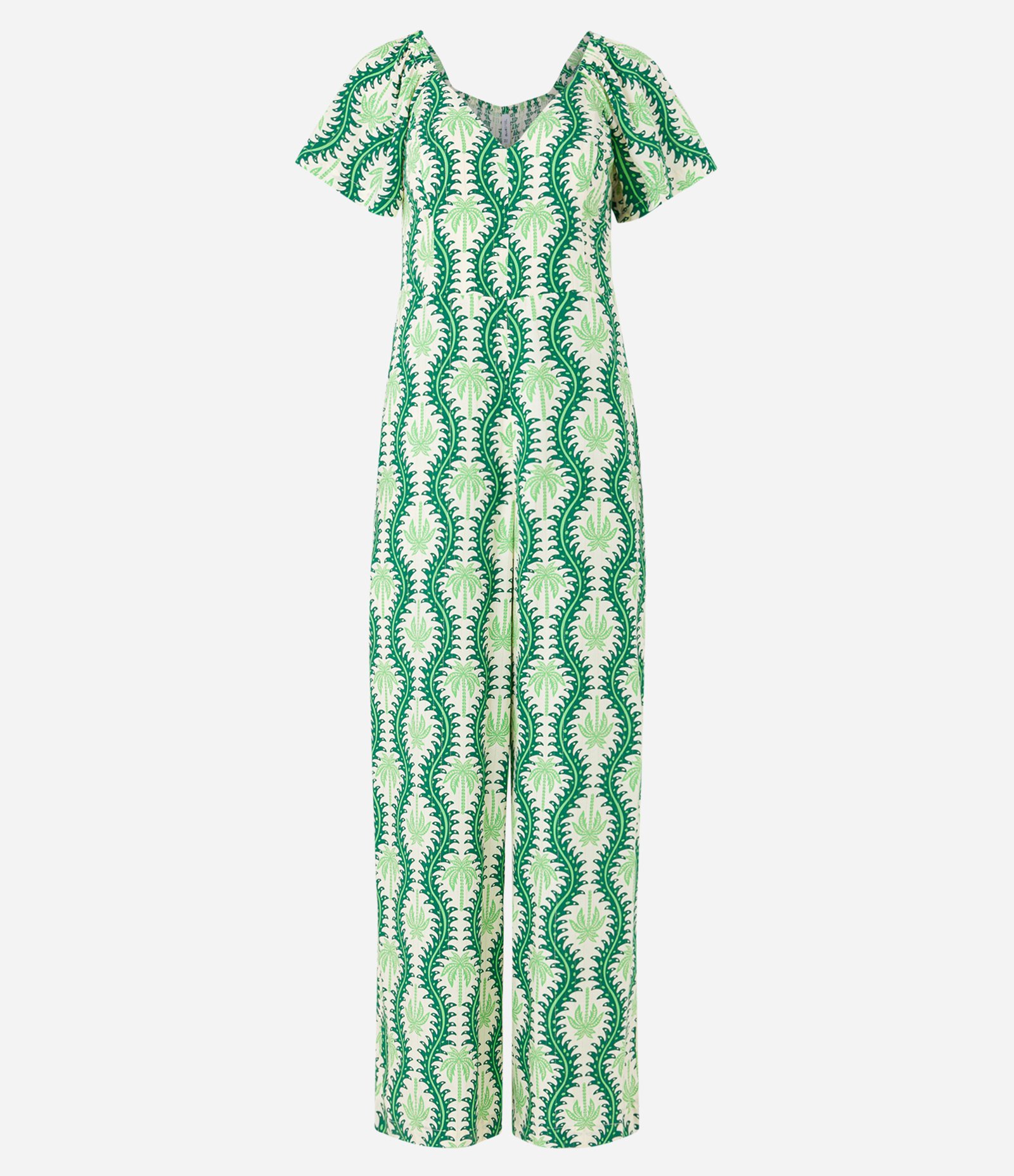 Macacão Pantalona em Viscose com Estampa de Coqueiros Verde 5