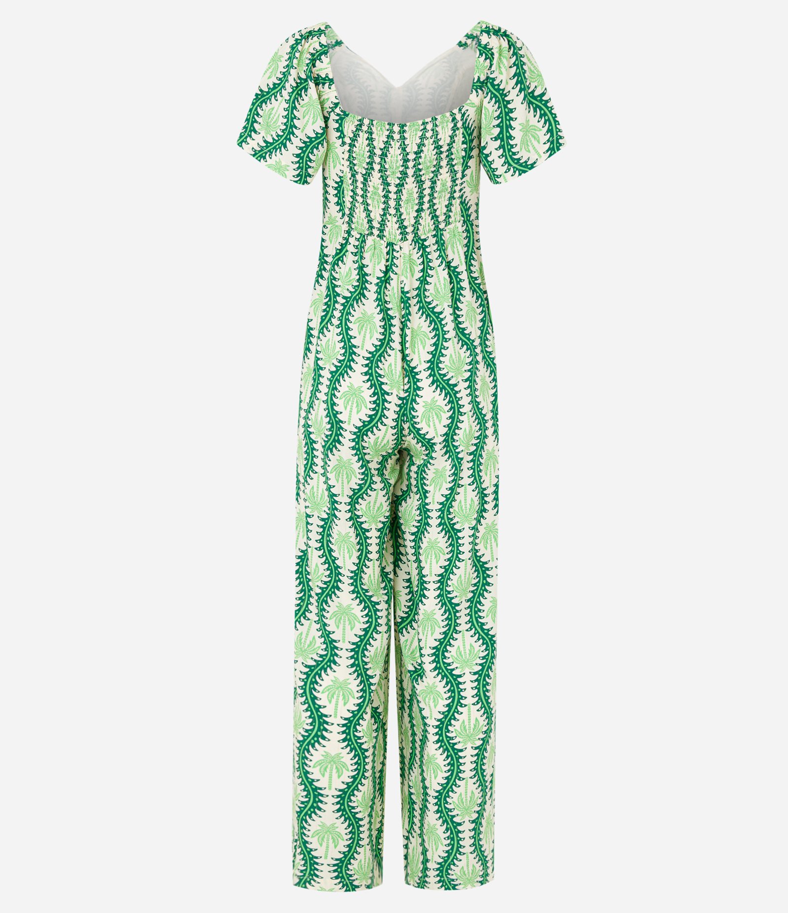 Macacão Pantalona em Viscose com Estampa de Coqueiros Verde 6