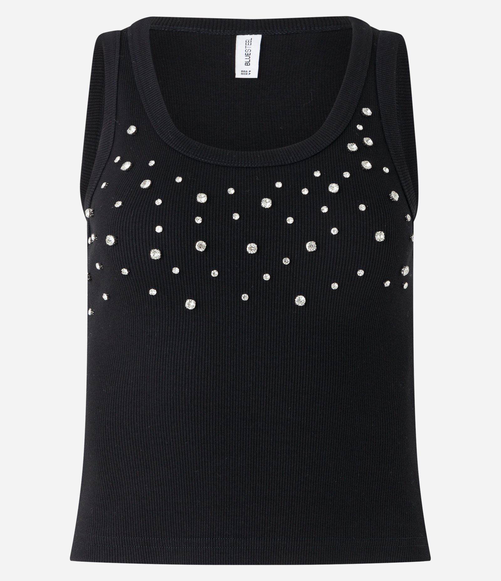 Blusa sem Manga em Ribana com Bordado de Brilhos Aplicados PP 5