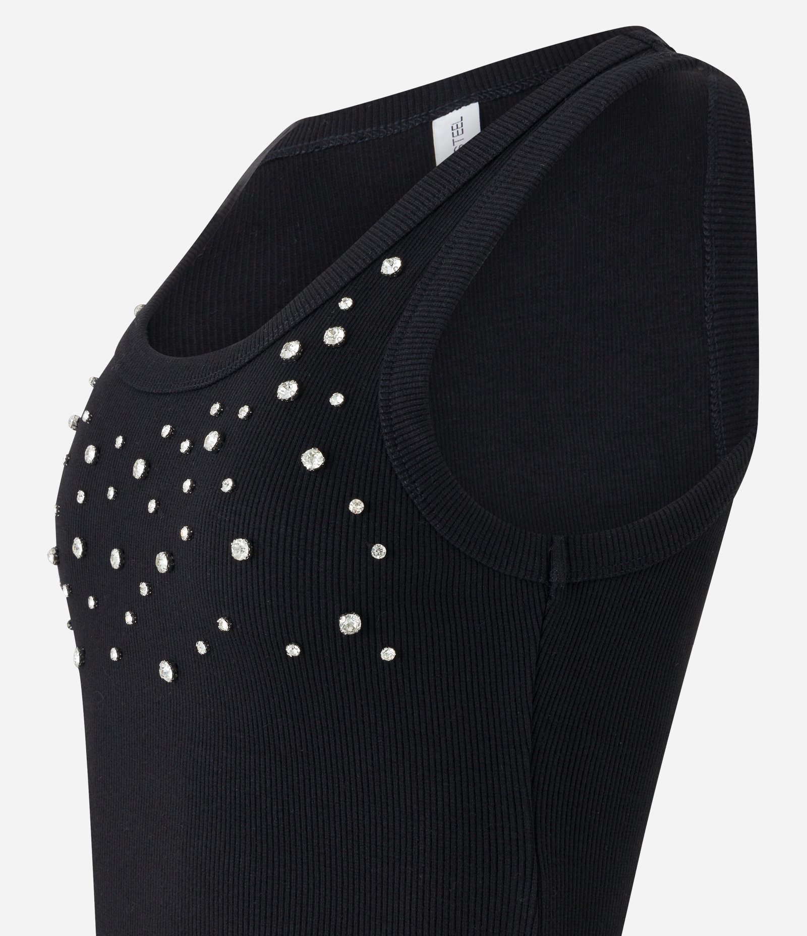 Blusa sem Manga em Ribana com Bordado de Brilhos Aplicados PP 6