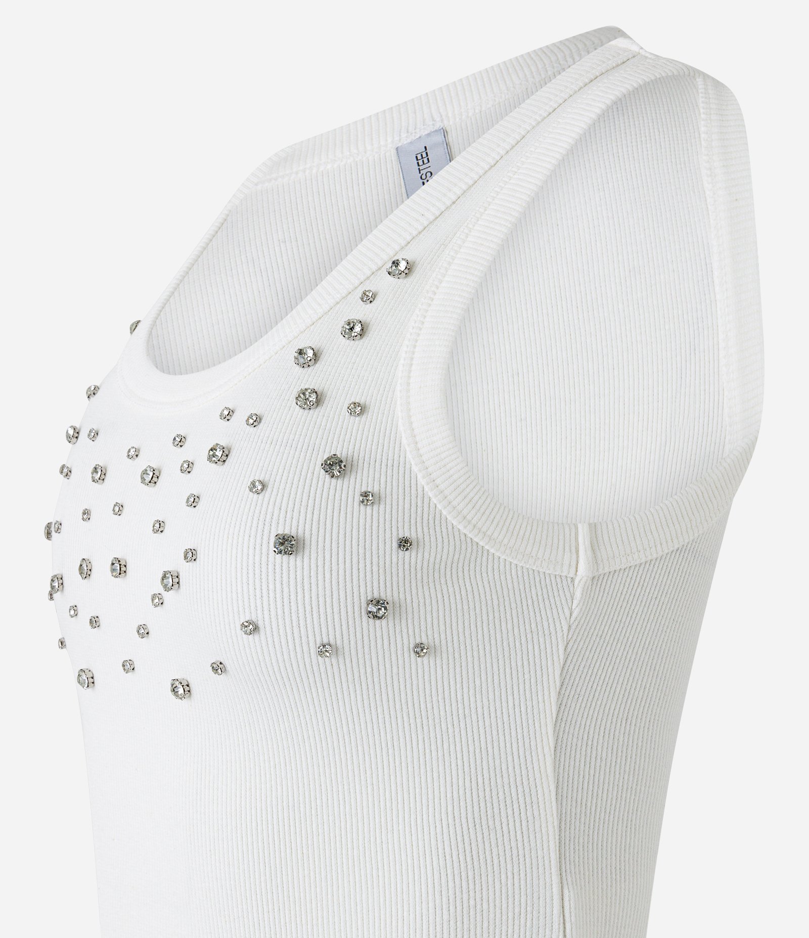 Blusa sem Manga em Ribana com Bordado de Brilhos Aplicados 6