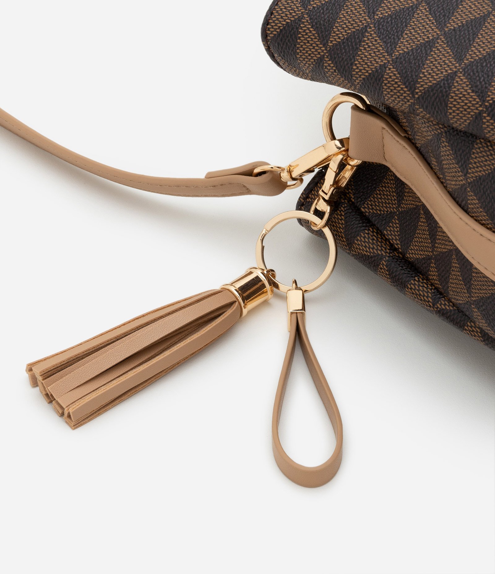 Bolsa Satchel em PU com Alça Gorgorão e Estampa Triângulos U 8