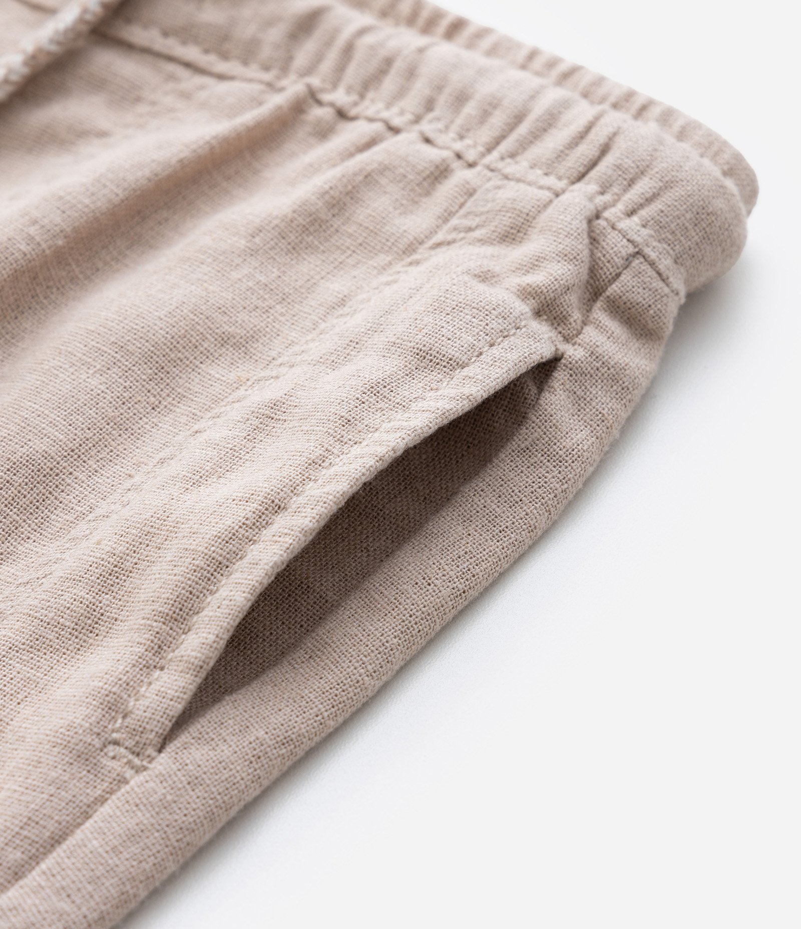 Calça Infantil em Linho com Cós Elástico e Cordinha - Tam 1 a 5 Anos Bege 6