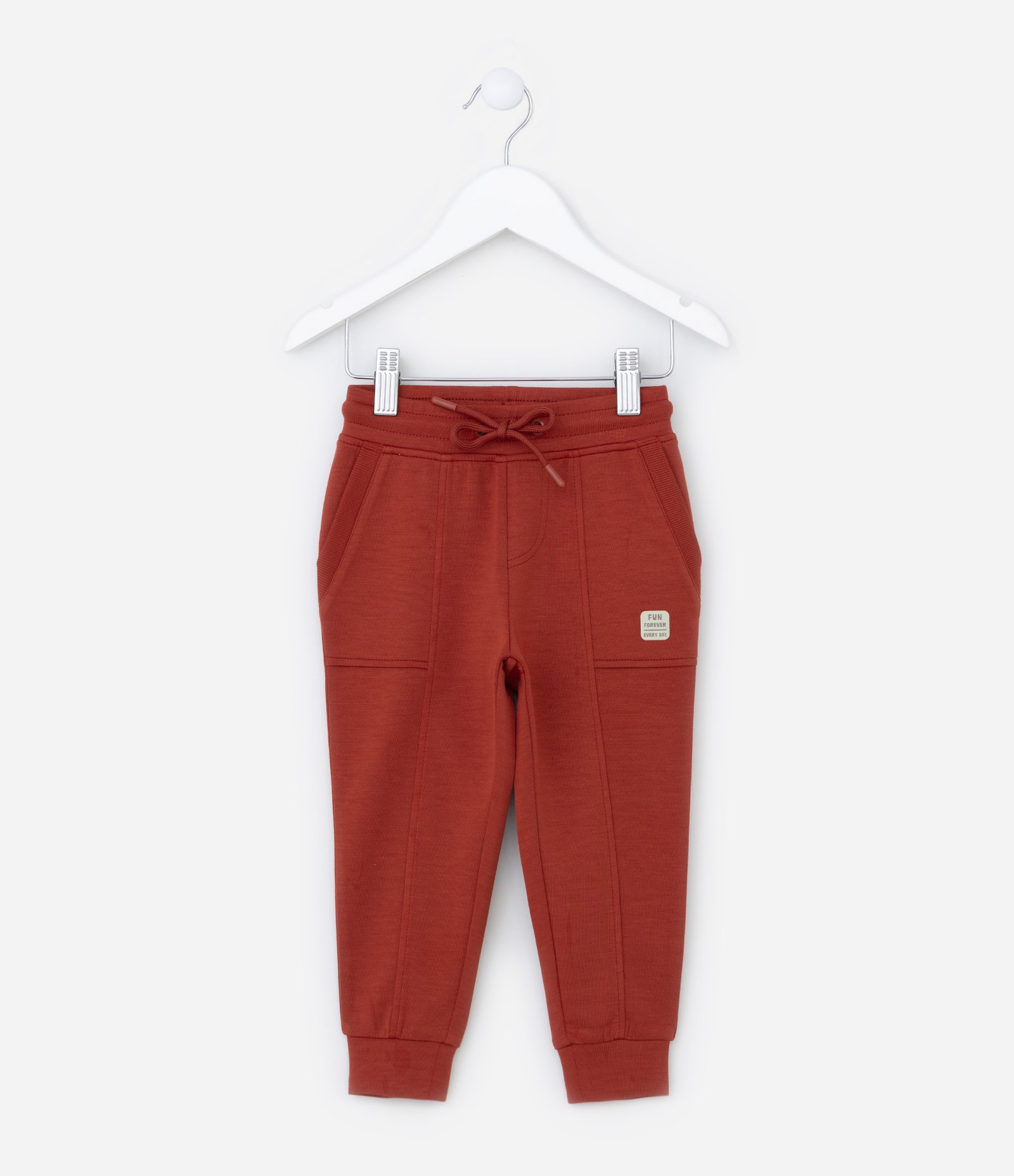 Calça Infantil em Modal com Recortes e Bolsos - Tam 1 a 6 Anos Vermelho 1
