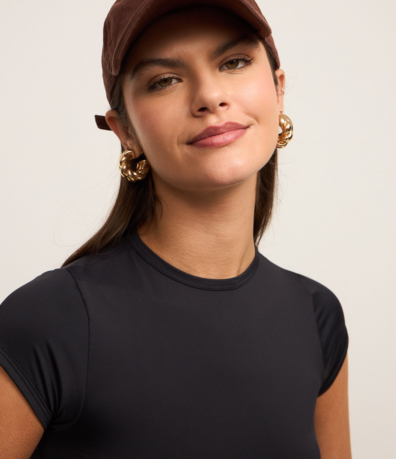 Blusa Básica em Poliamida com Manga Curta Preto 3