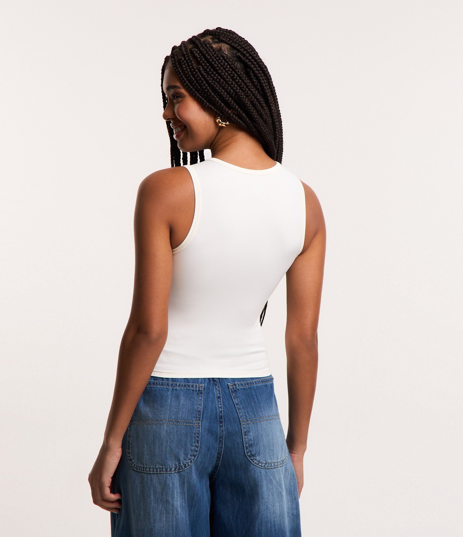 Blusa sem Manga Básica em Poliamida Branco 3