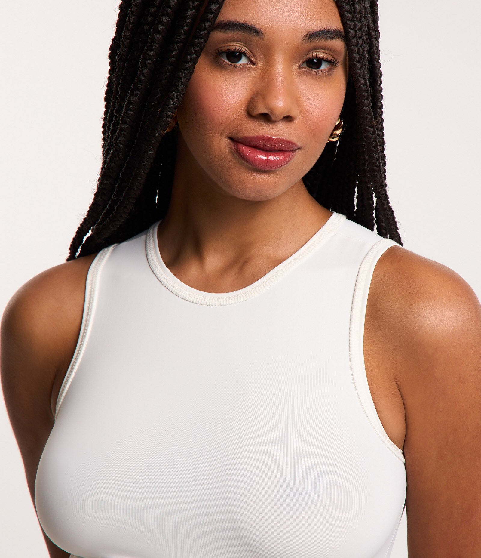 Blusa sem Manga Básica em Poliamida Branco 4