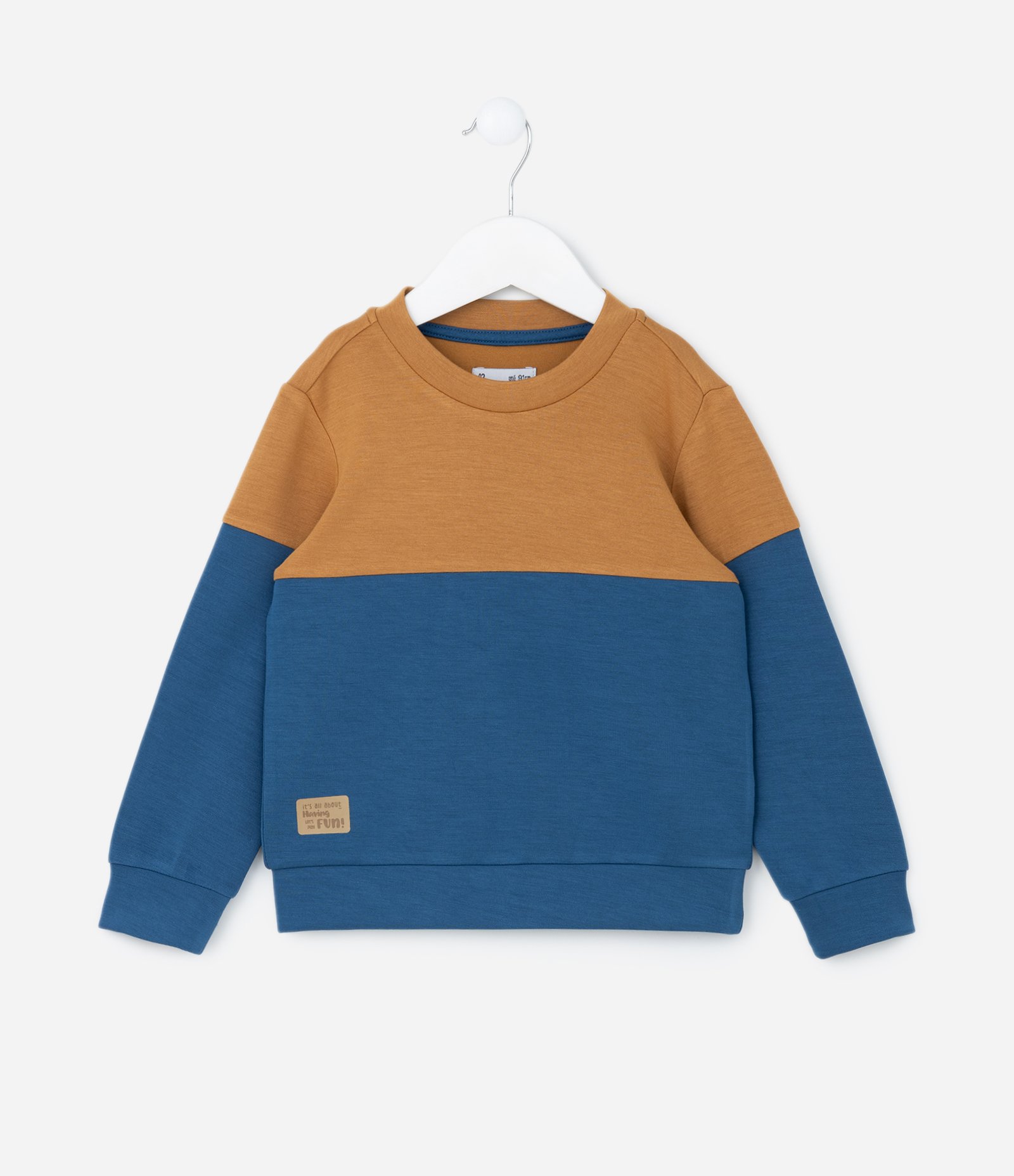 Blusão Infantil em Modal com Recortes - Tam 1 a 6 Anos Azul/Marrom 1