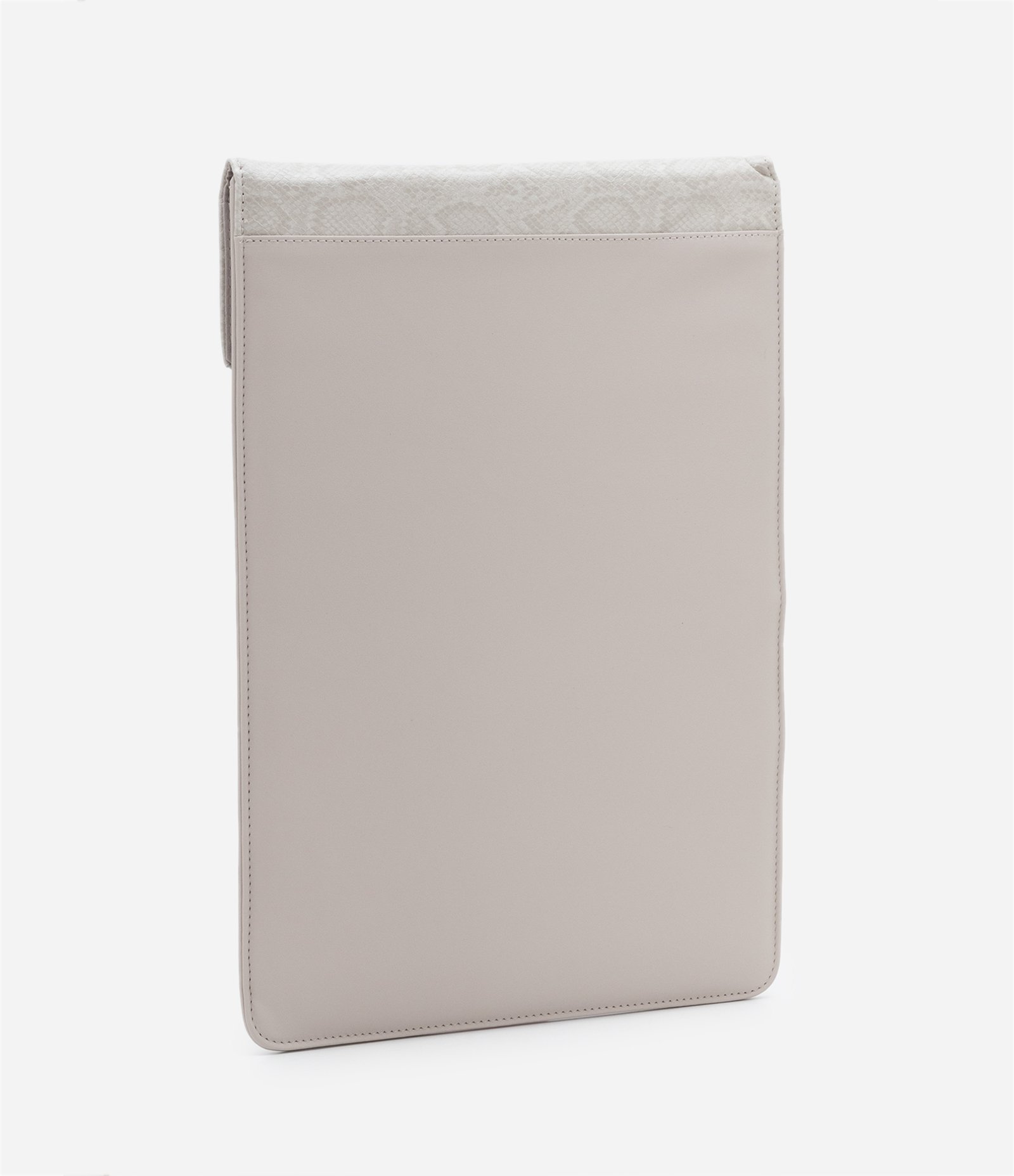 Case Notebook Grande em PU com Tampa e Textura de Cobra Bege 2