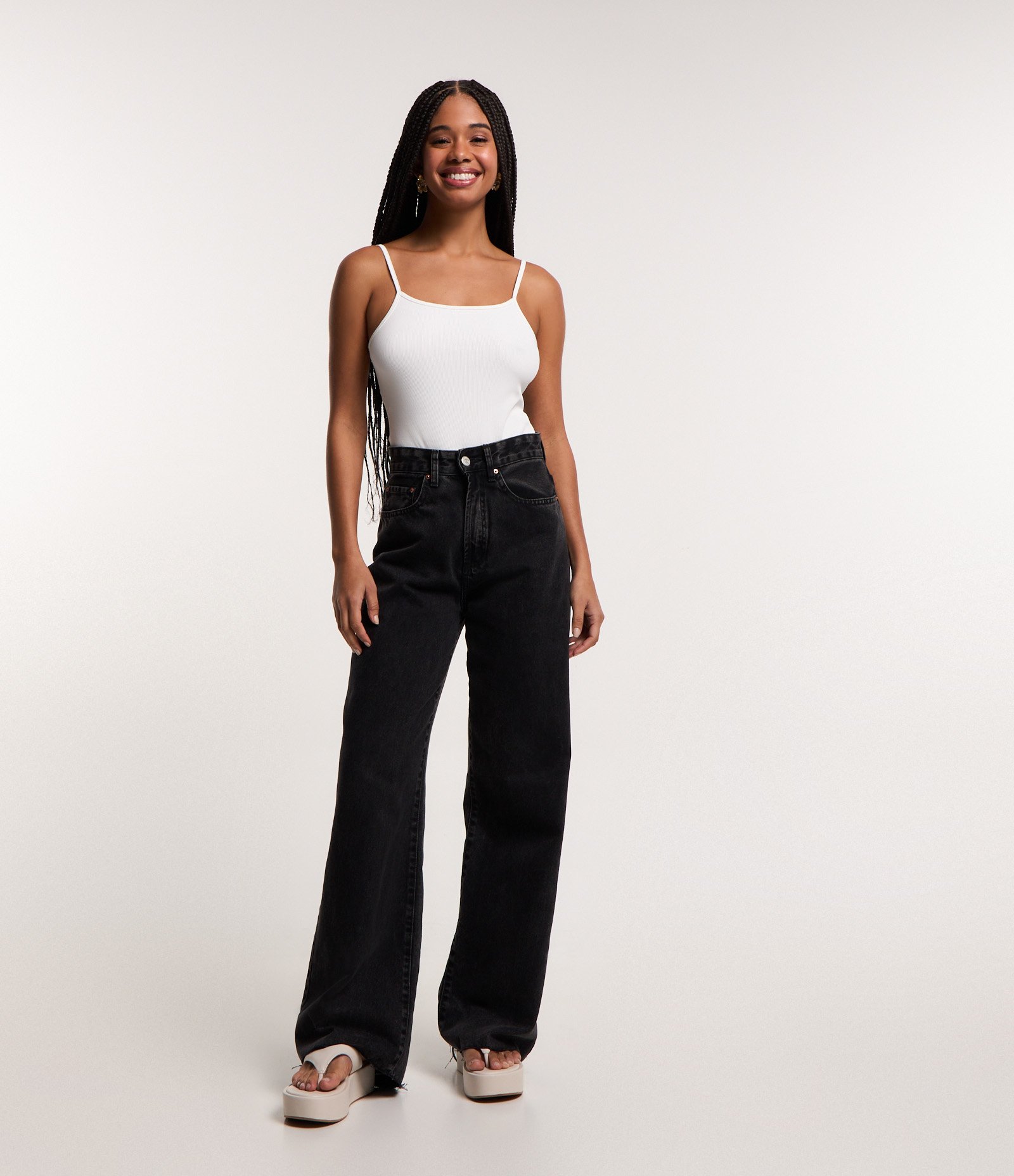 Body Básico de Alça em Ribana com Textura Branco 2