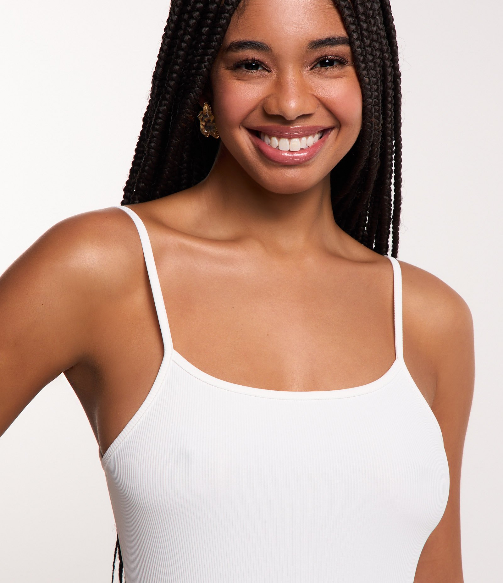 Body Básico de Alça em Ribana com Textura Branco 5