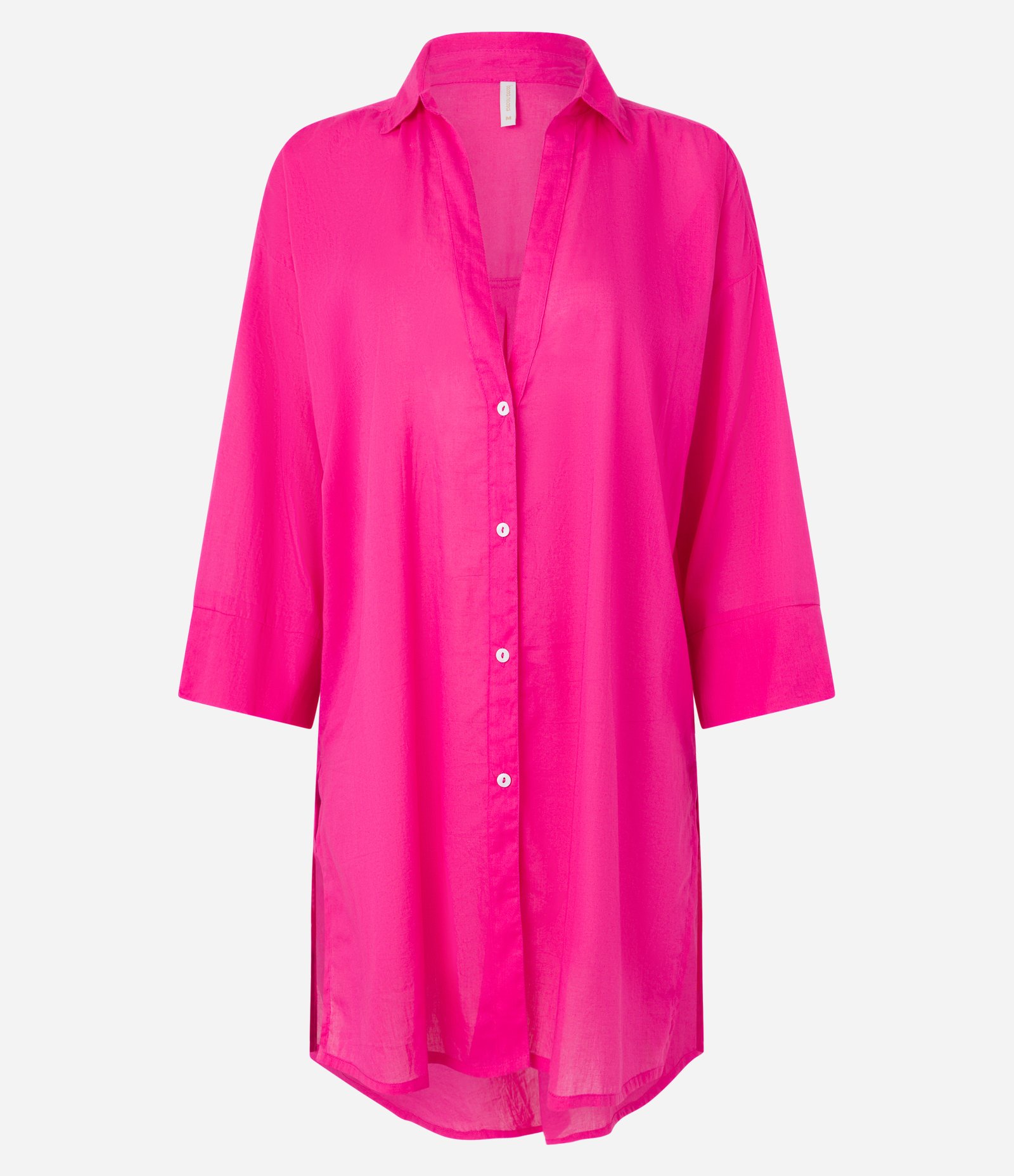 Saída de Praia Camisa em Voal com Mangas 3/4 Rosa Shock 5