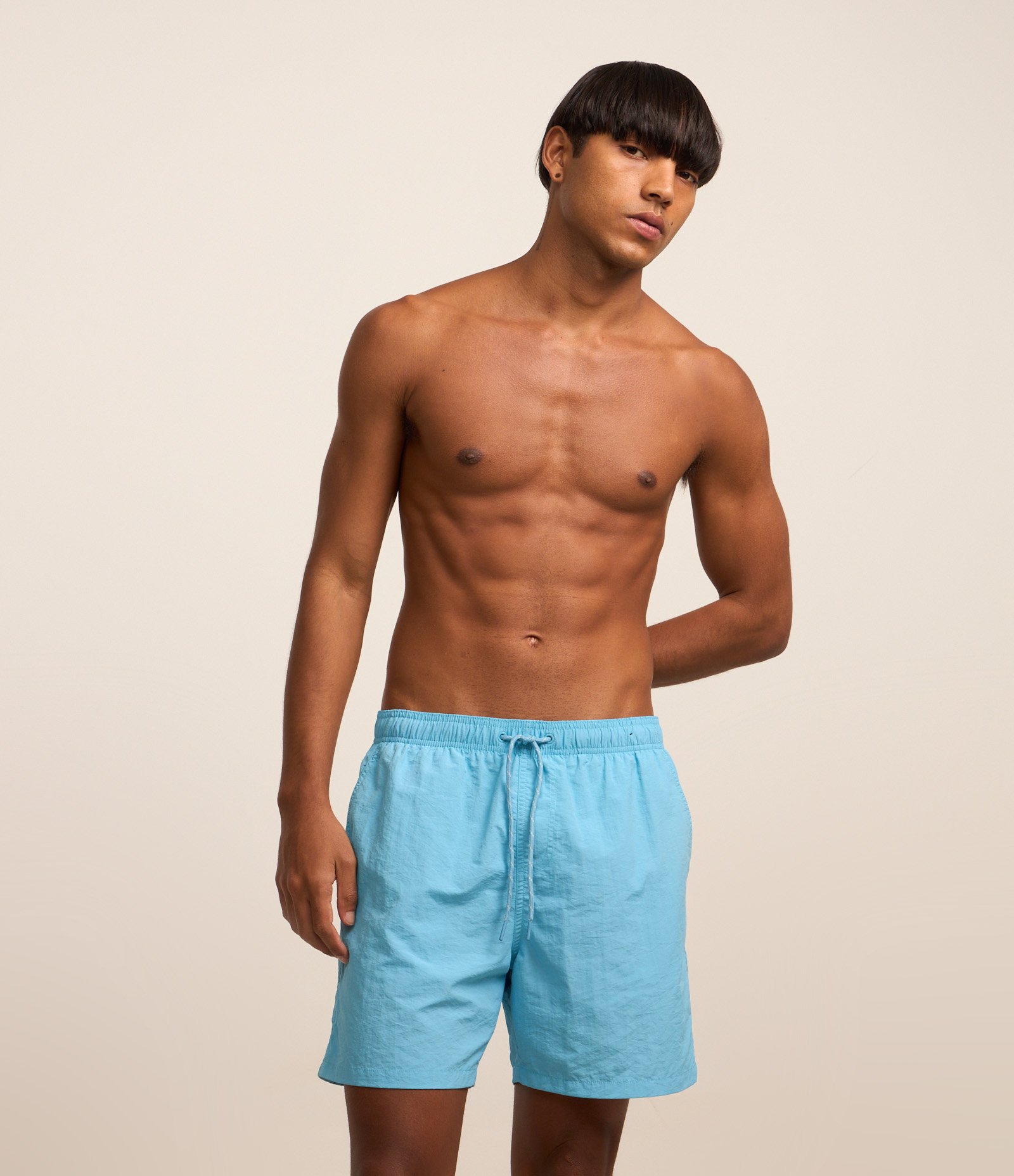 Bermuda Básica em Microfibra com Cós Elástico Azul 1