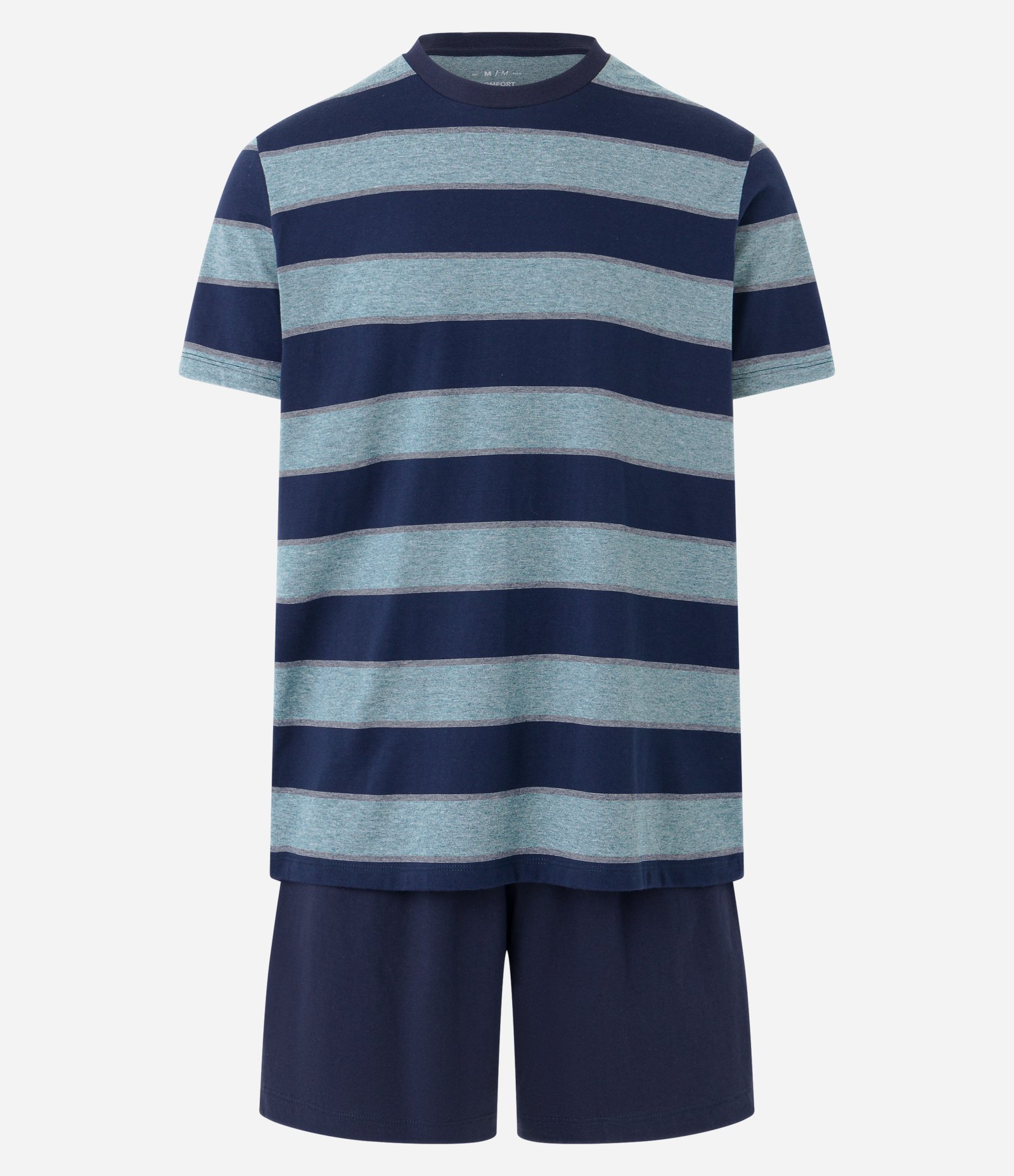 Pijama Curto em Malha de Algodão com Listras Azul 5