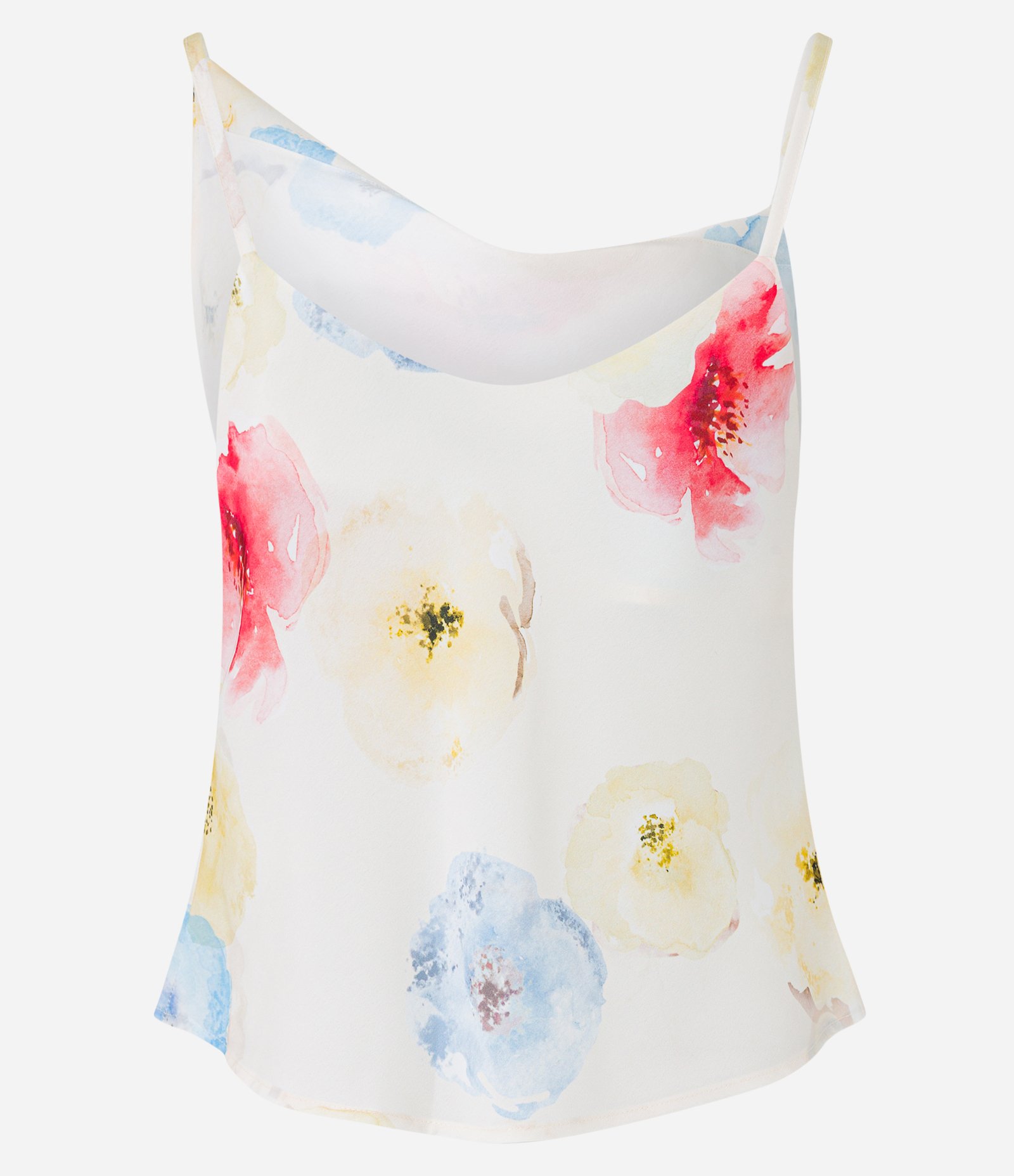 Blusa de Alcinha Acetinada com Estampada Floral e Barra Assimétrica Branco 6