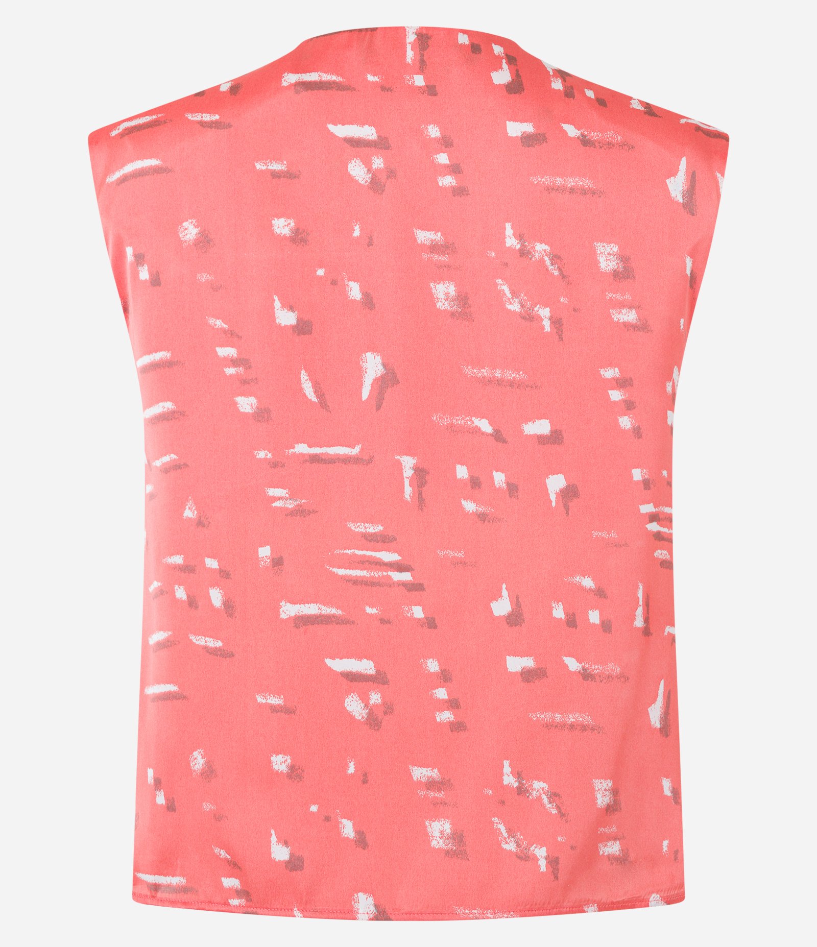 Blusa em Tecido Acetinado com Pregas no Ombro e Estampa Abstrata Rosa Coral 5