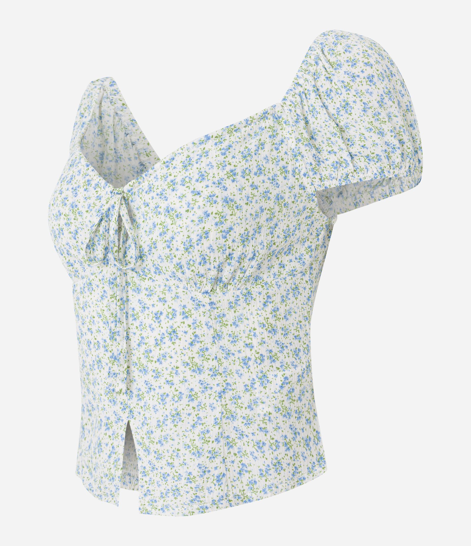 Blusa em Viscose Floral Liberty com Amarração e Abertura Frontal Branco 7