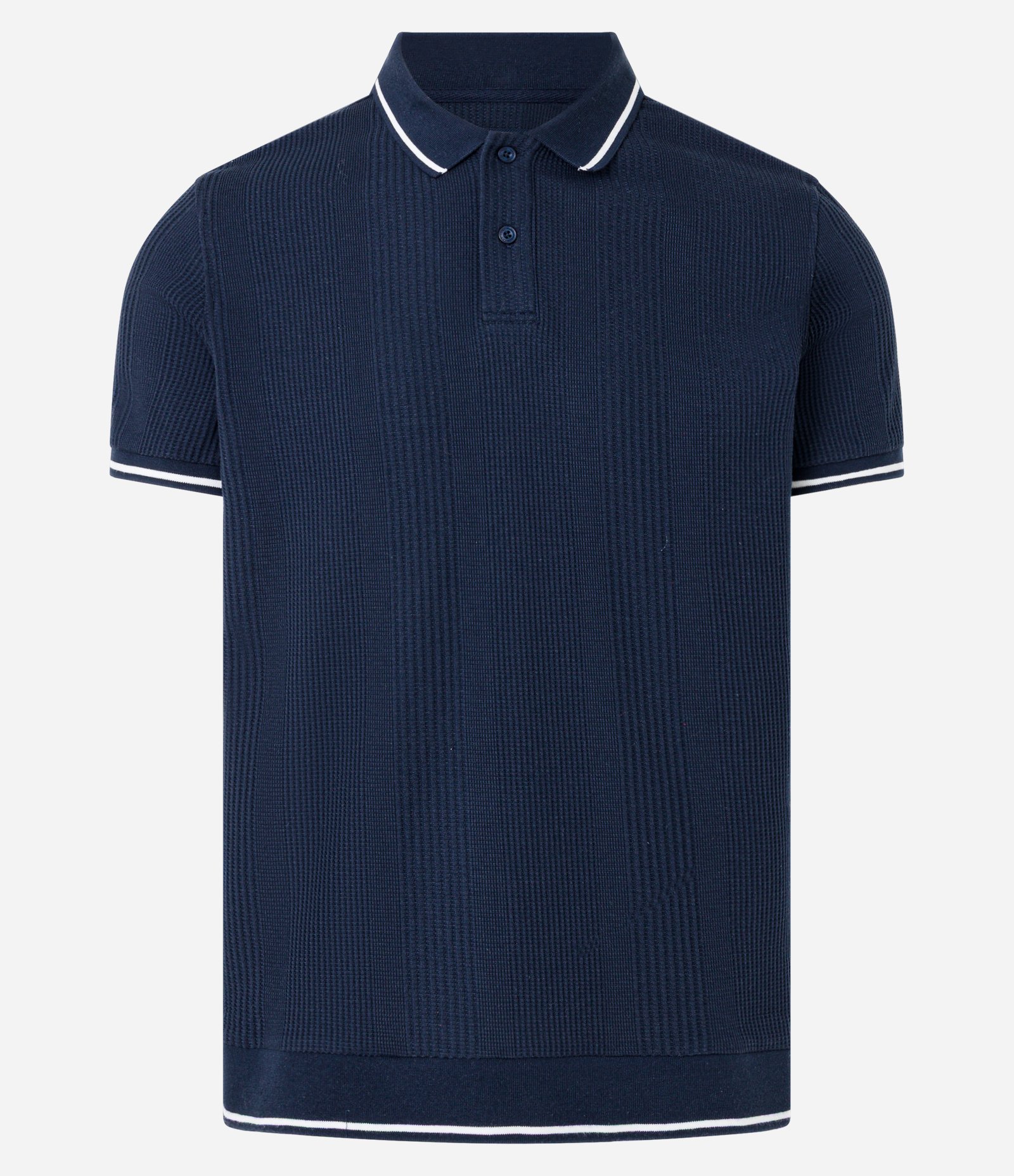 Polo Regular com Textura de Listras e Frisos Contrastantes Azul 5