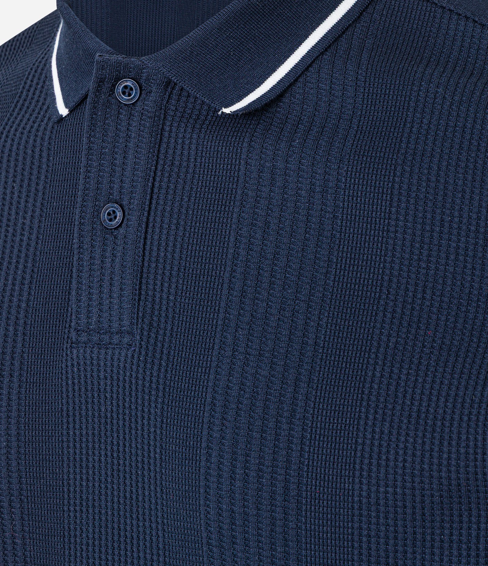 Polo Regular com Textura de Listras e Frisos Contrastantes Azul 7