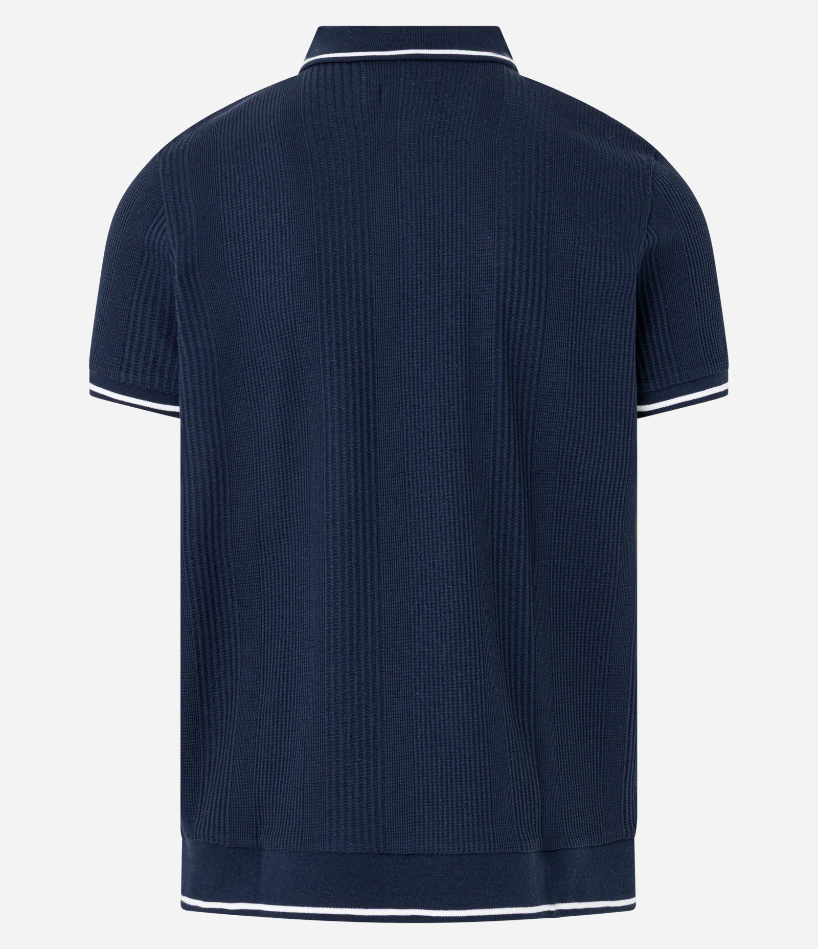 Polo Regular com Textura de Listras e Frisos Contrastantes Azul 8