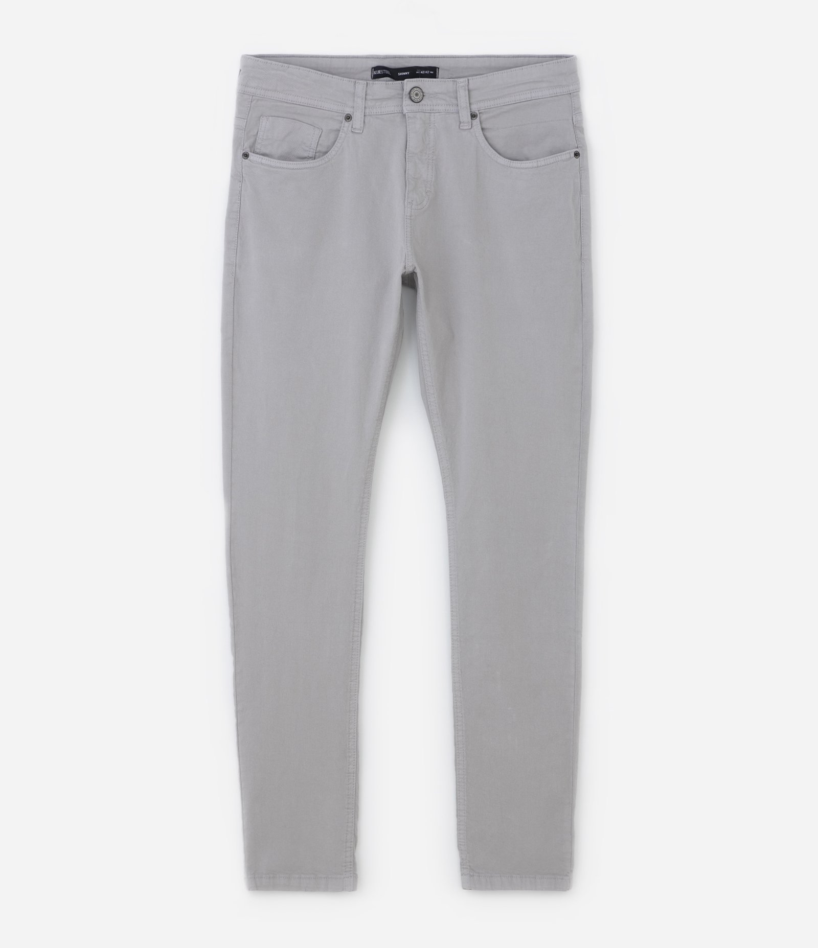 Calça Skinny Básica em Sarja com Elastano e Bolsos Cinza 5