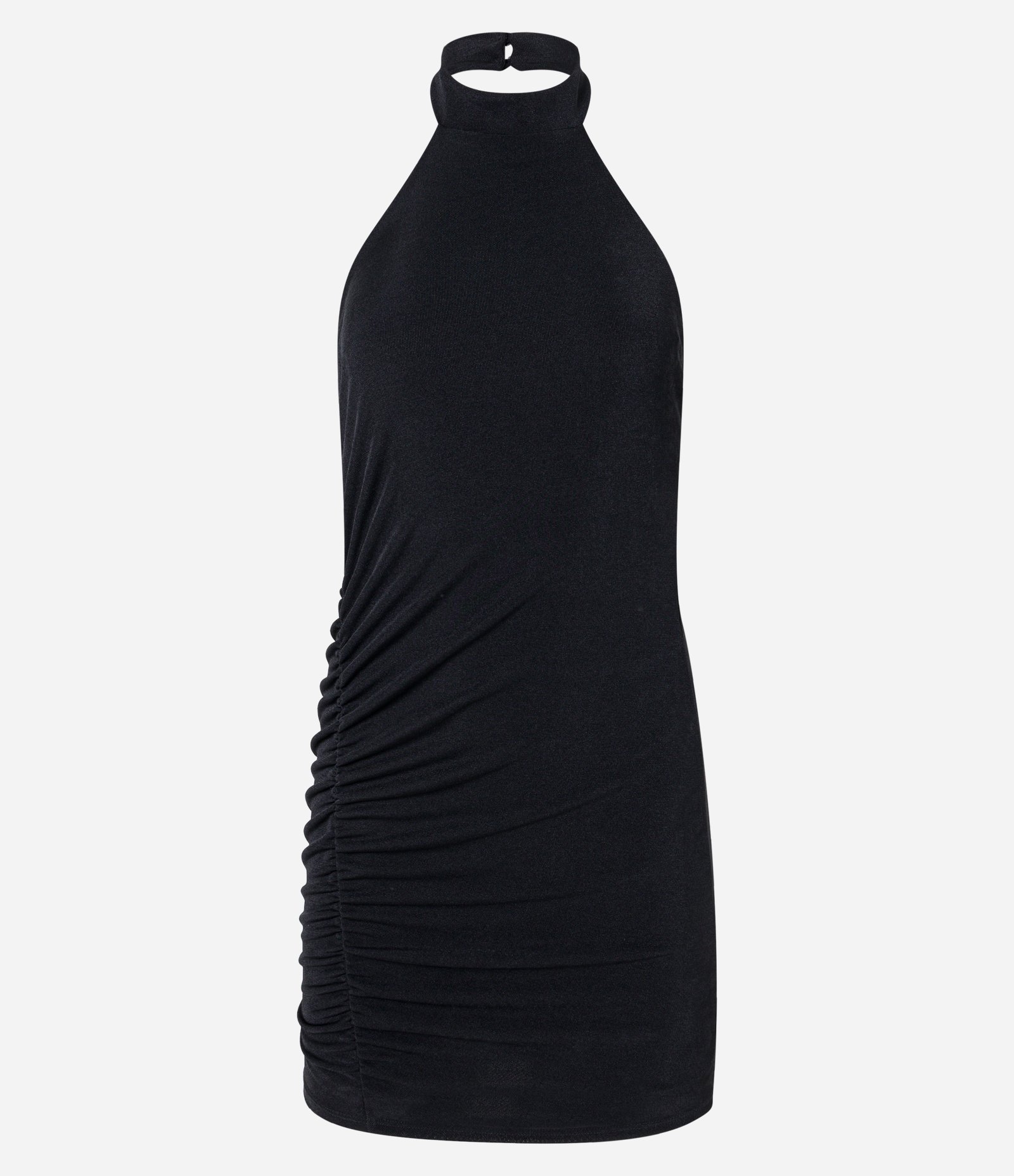 Vestido Curto com Decote Halter e Franzido Lateral Preto 6
