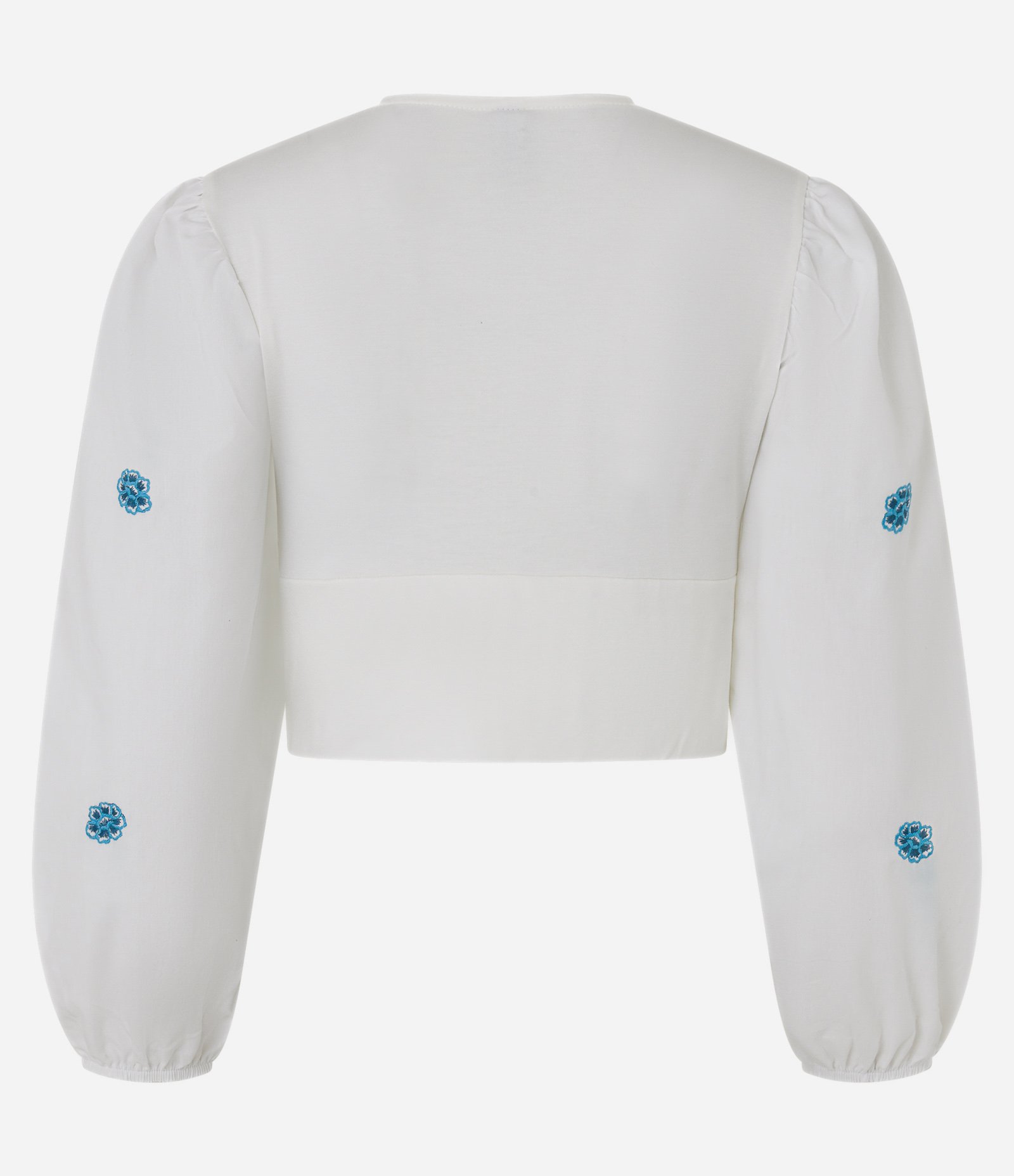 Blusa Cropped Transpassado com Bordados nas Mangas Off White 7