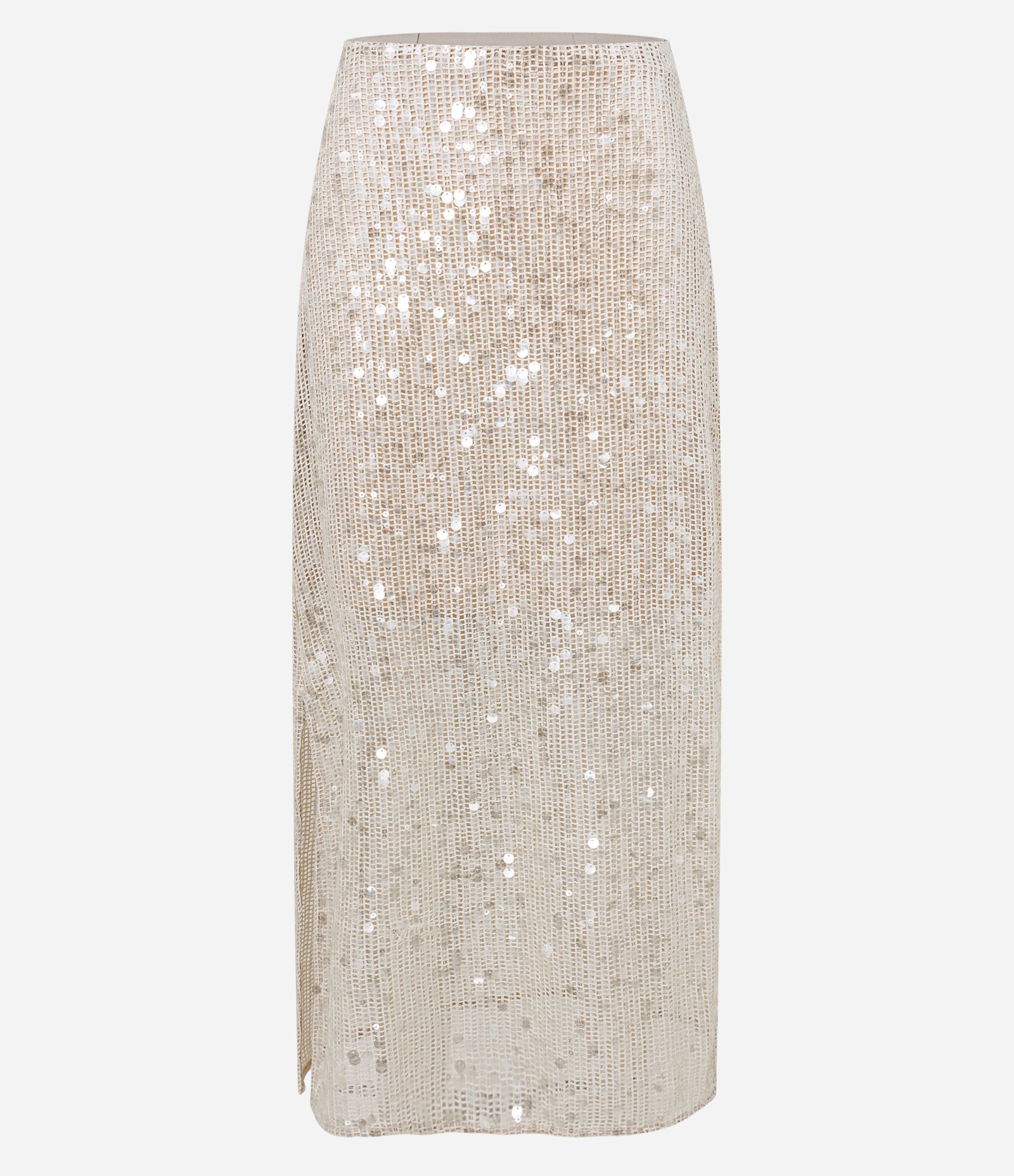 Saia Longa em Paetês sem Cós e com Fenda Lateral Dourado 5