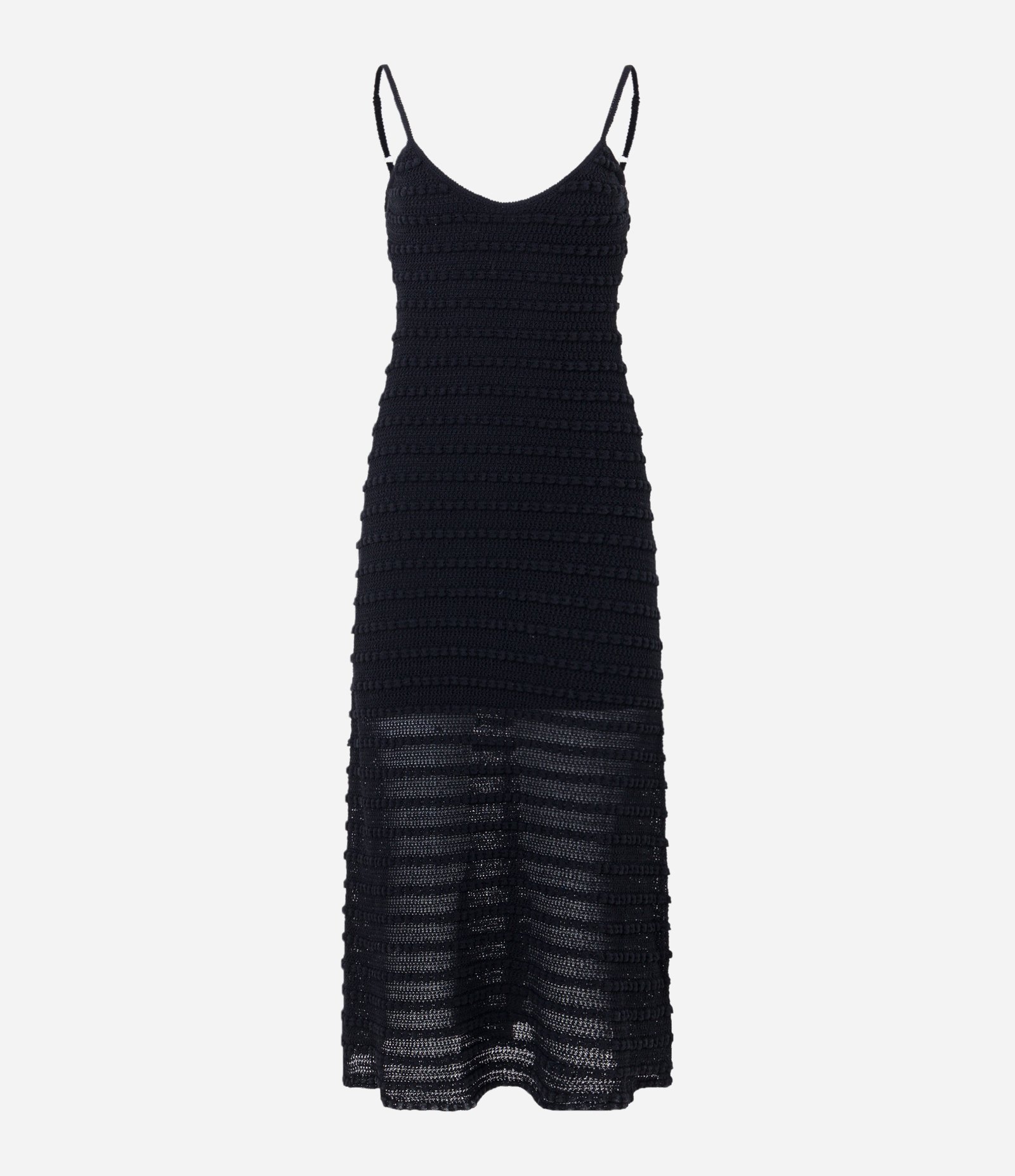 Vestido Longo em Tricô com Ponto Diferenciado Preto 4