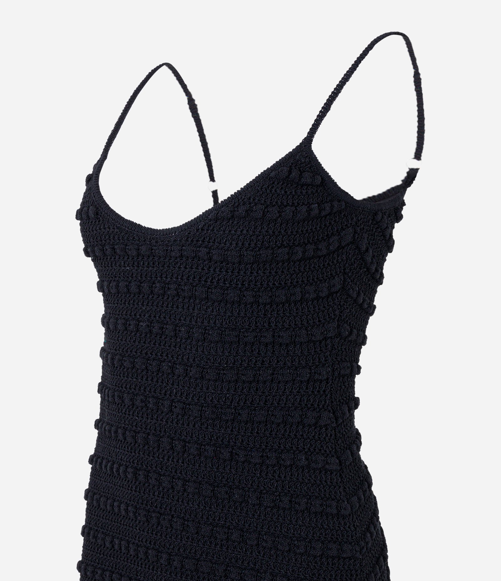 Vestido Longo em Tricô com Ponto Diferenciado Preto 5