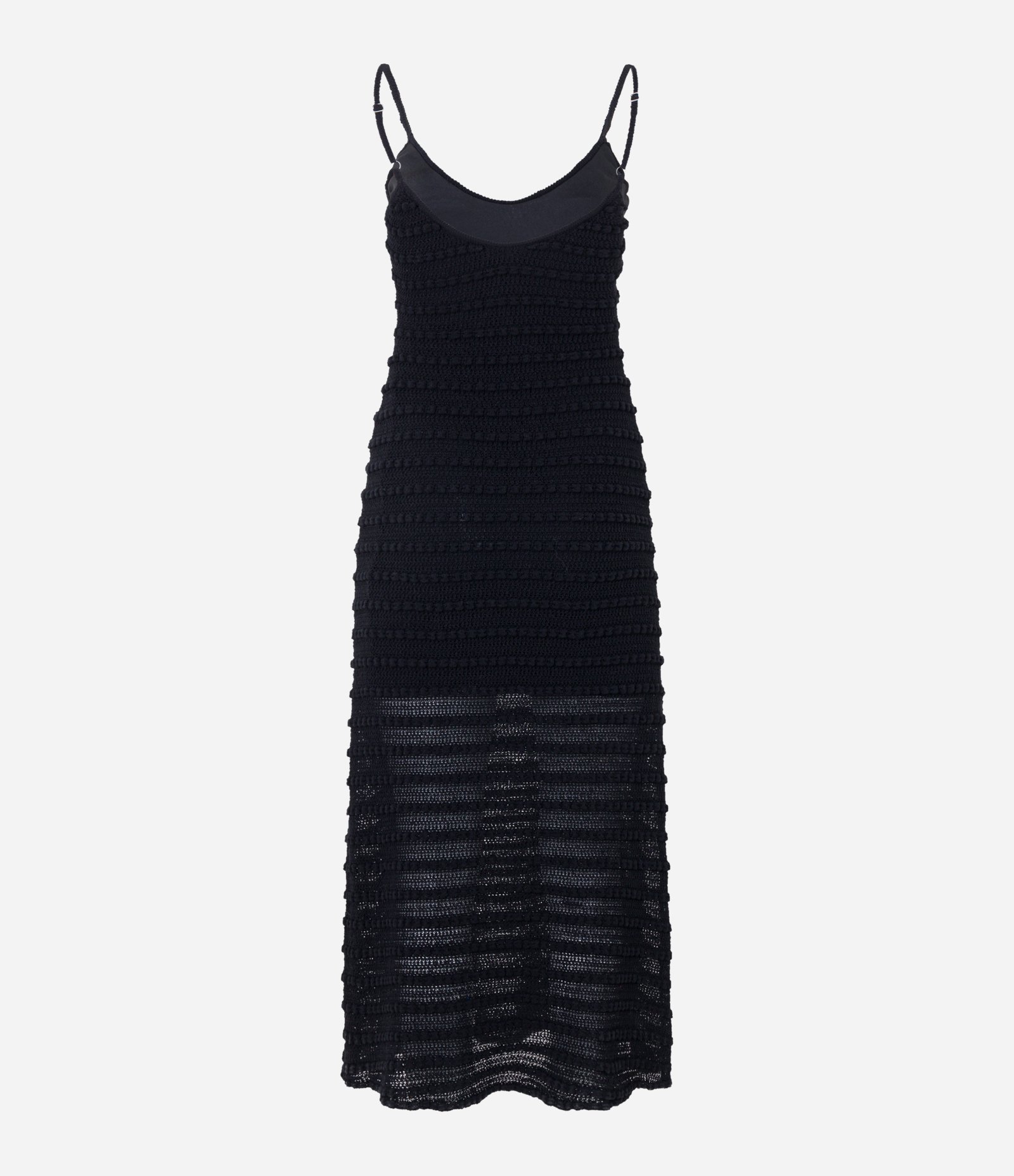 Vestido Longo em Tricô com Ponto Diferenciado Preto 6