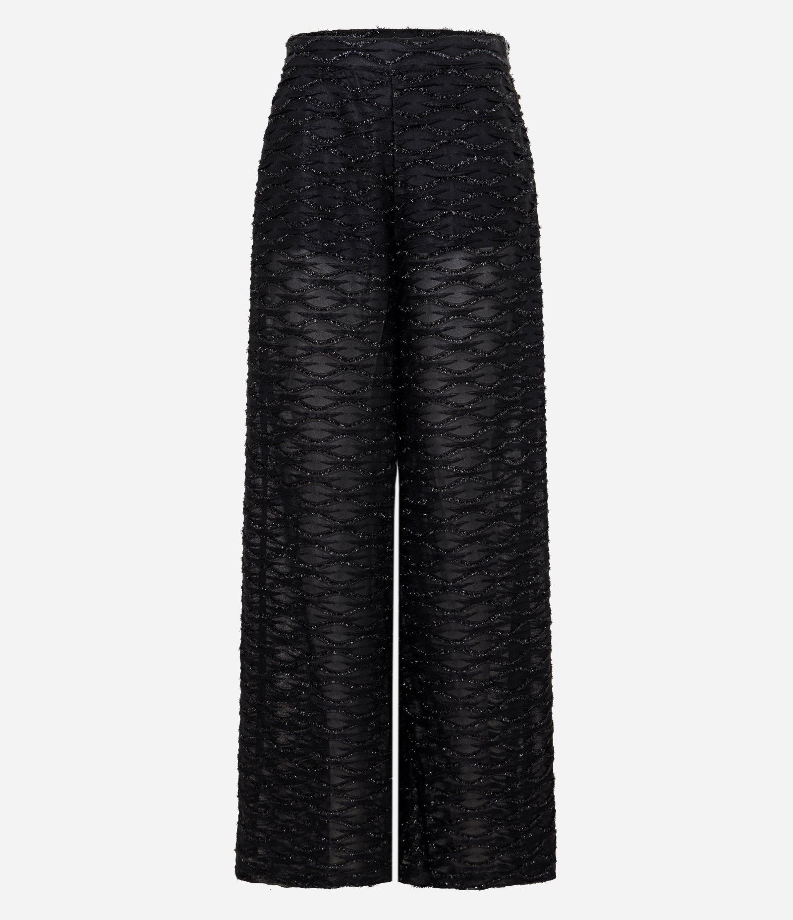 Calça Pantalona em Tule Metalizado e Forro Hot Pants Preto 7