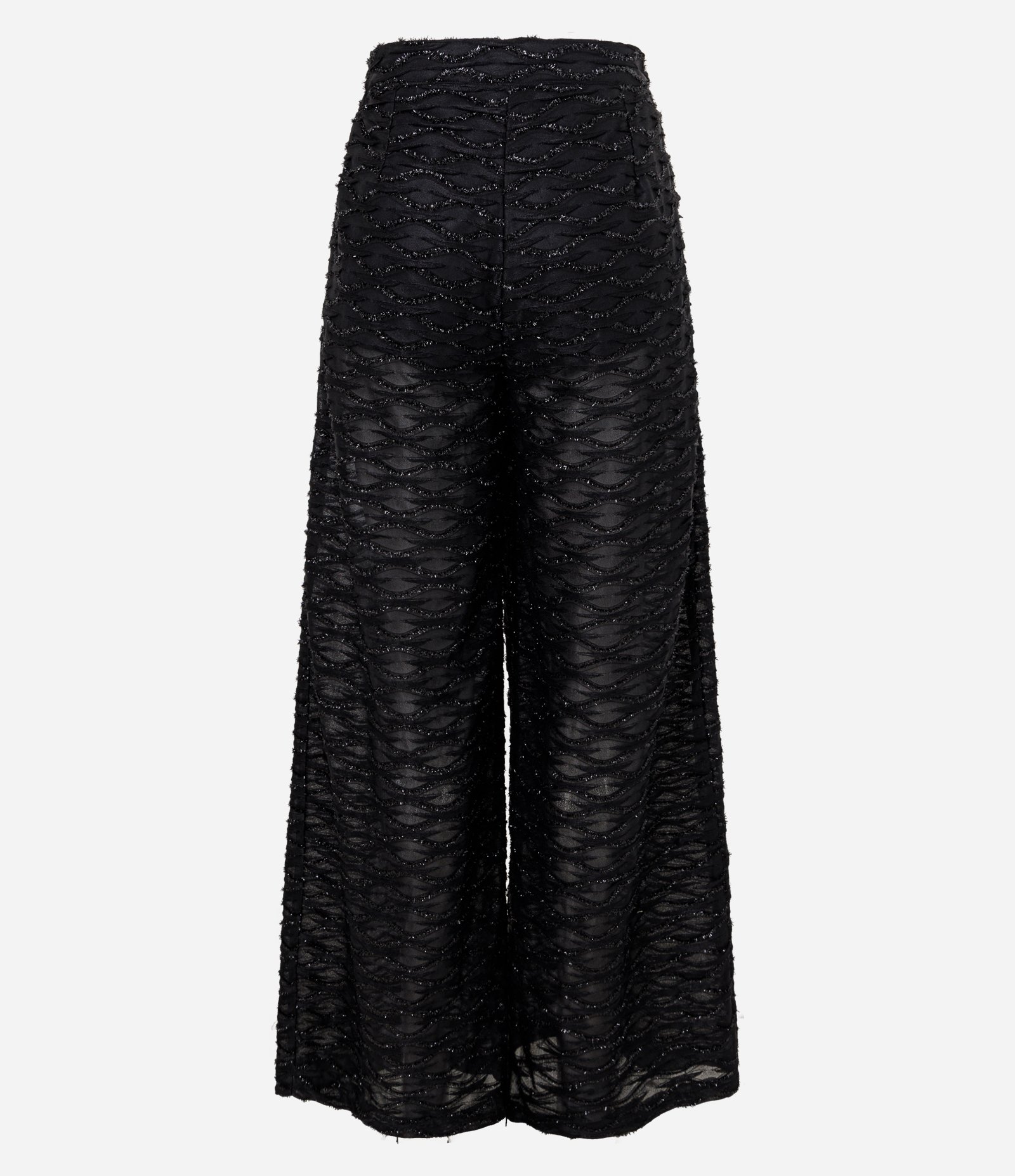 Calça Pantalona em Tule Metalizado e Forro Hot Pants Preto 9