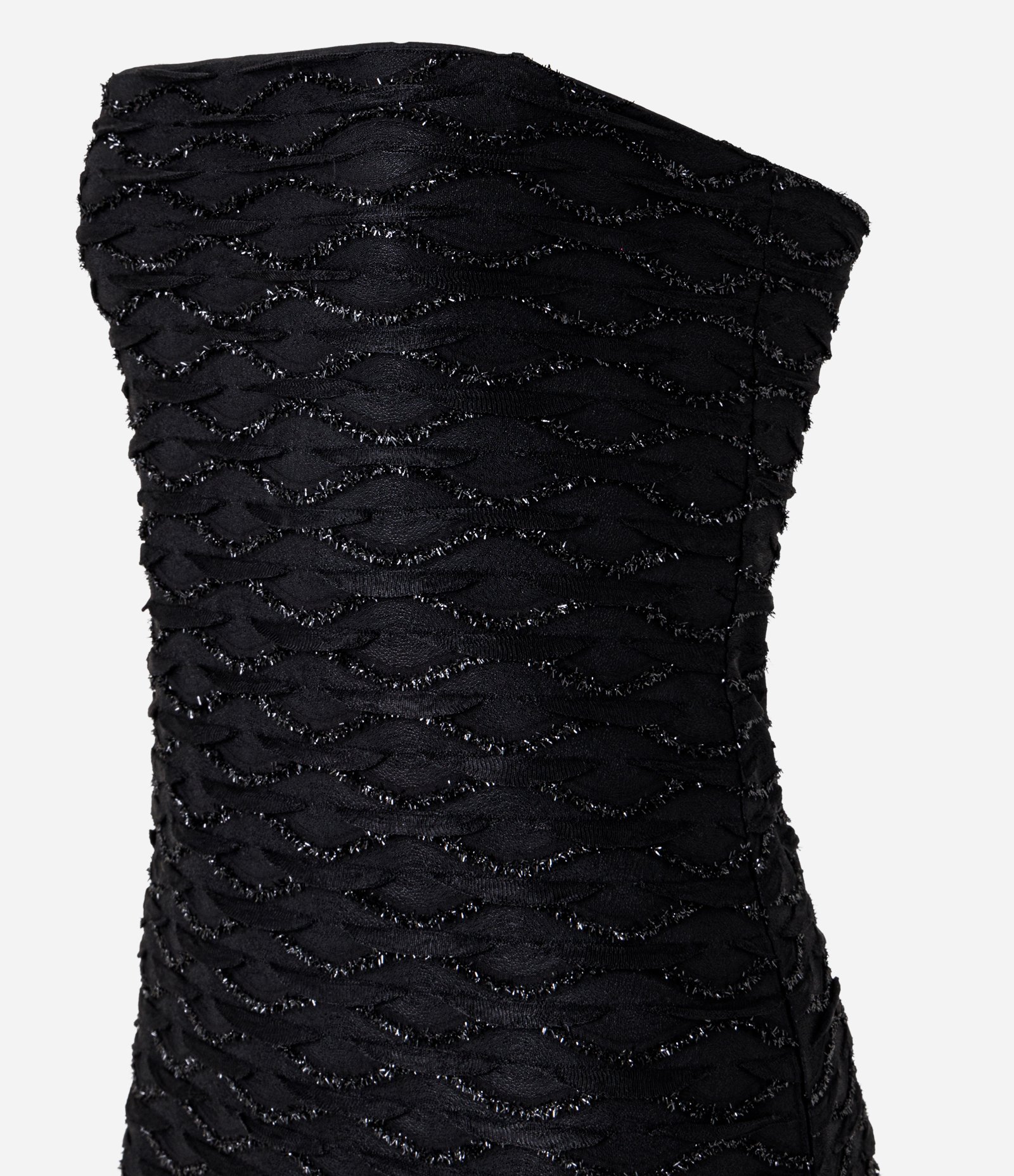 Vestido New Midi em Tule Metalizado Tubinho Texturizado Preto 6