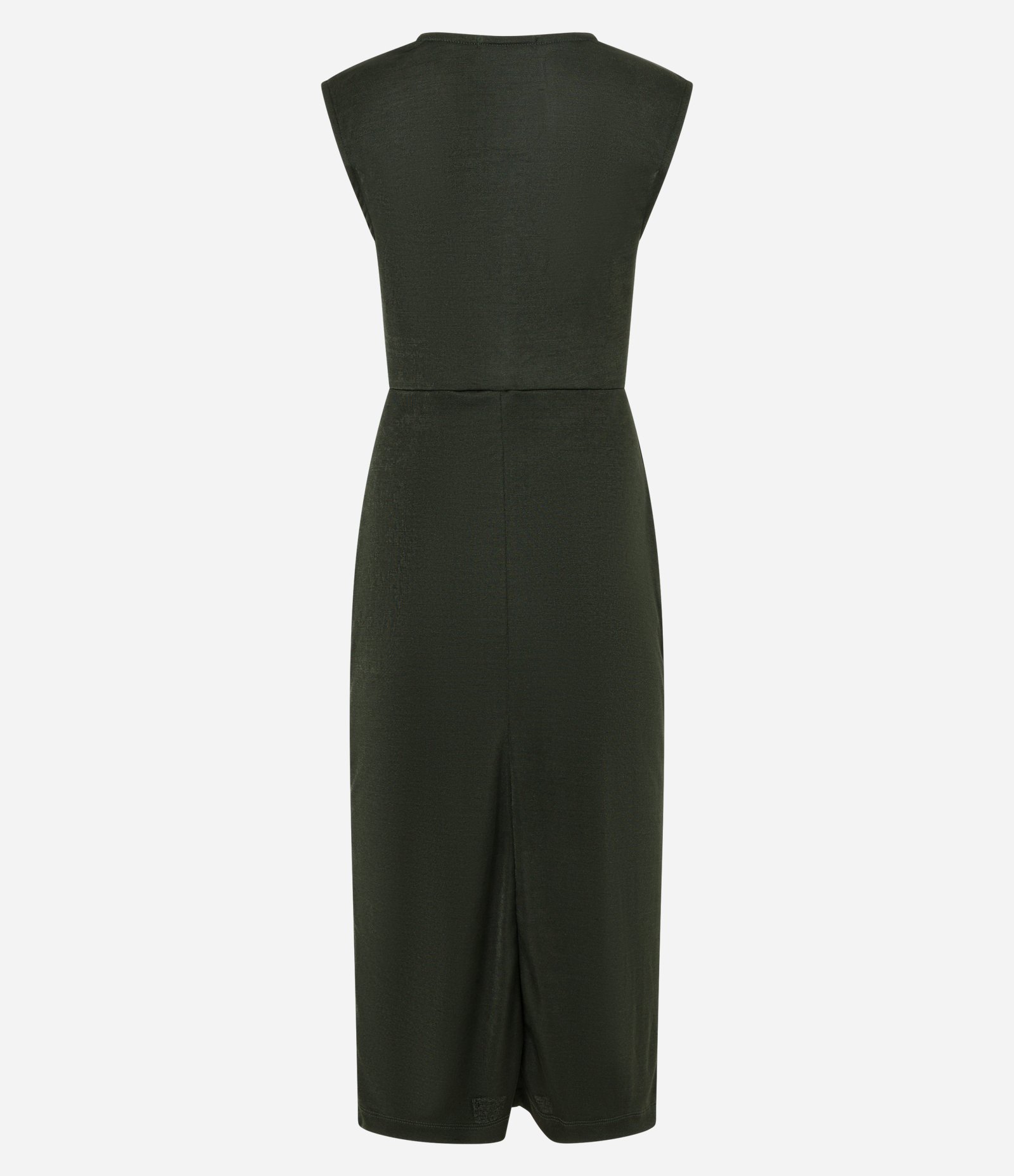 Vestido Midi com Decote Degagê e Pregas no Ombro Verde Escuro 6