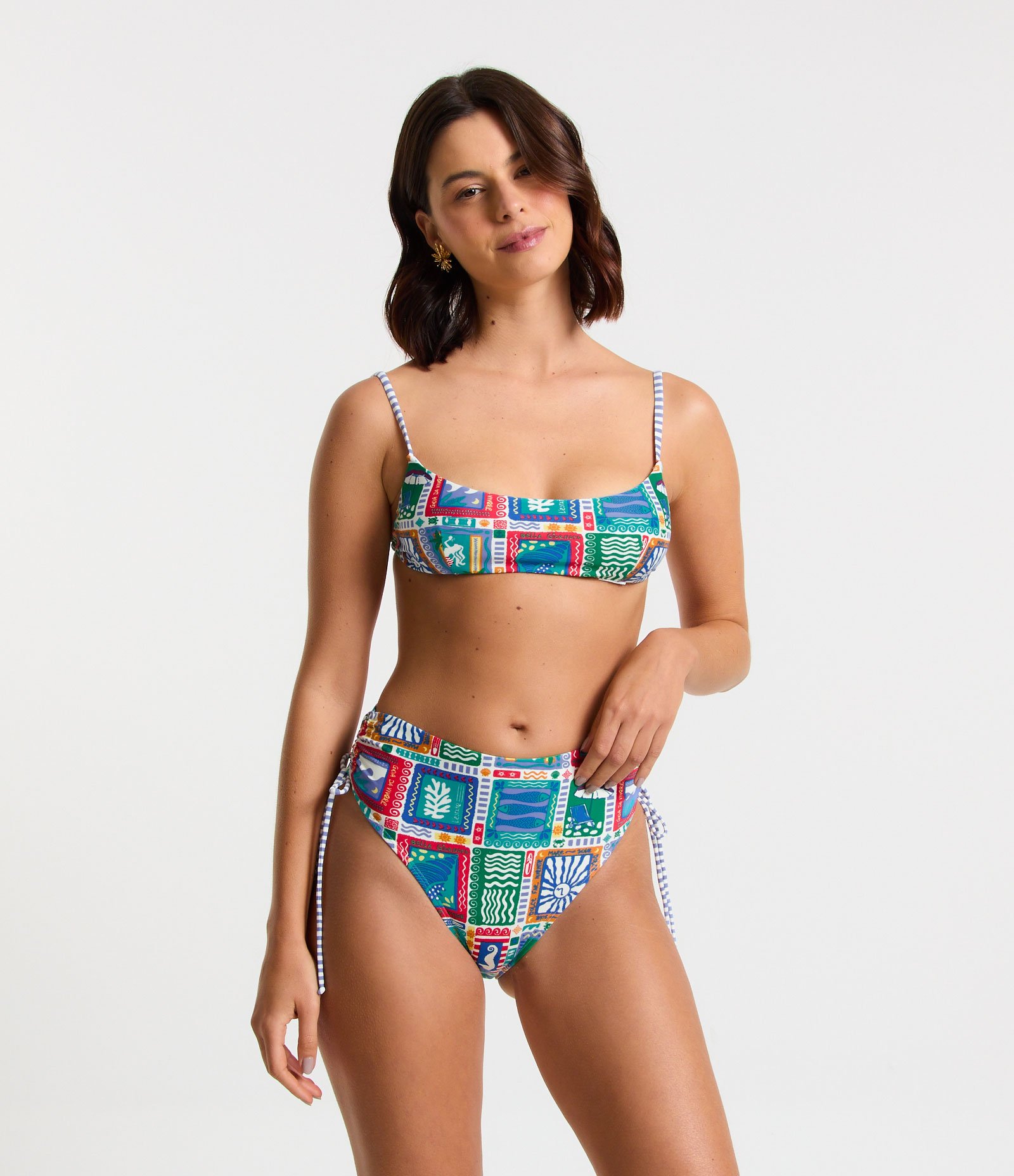 Biquíni Calcinha Hot Pants em Microfibra com Amarração Lateral Multicores 2