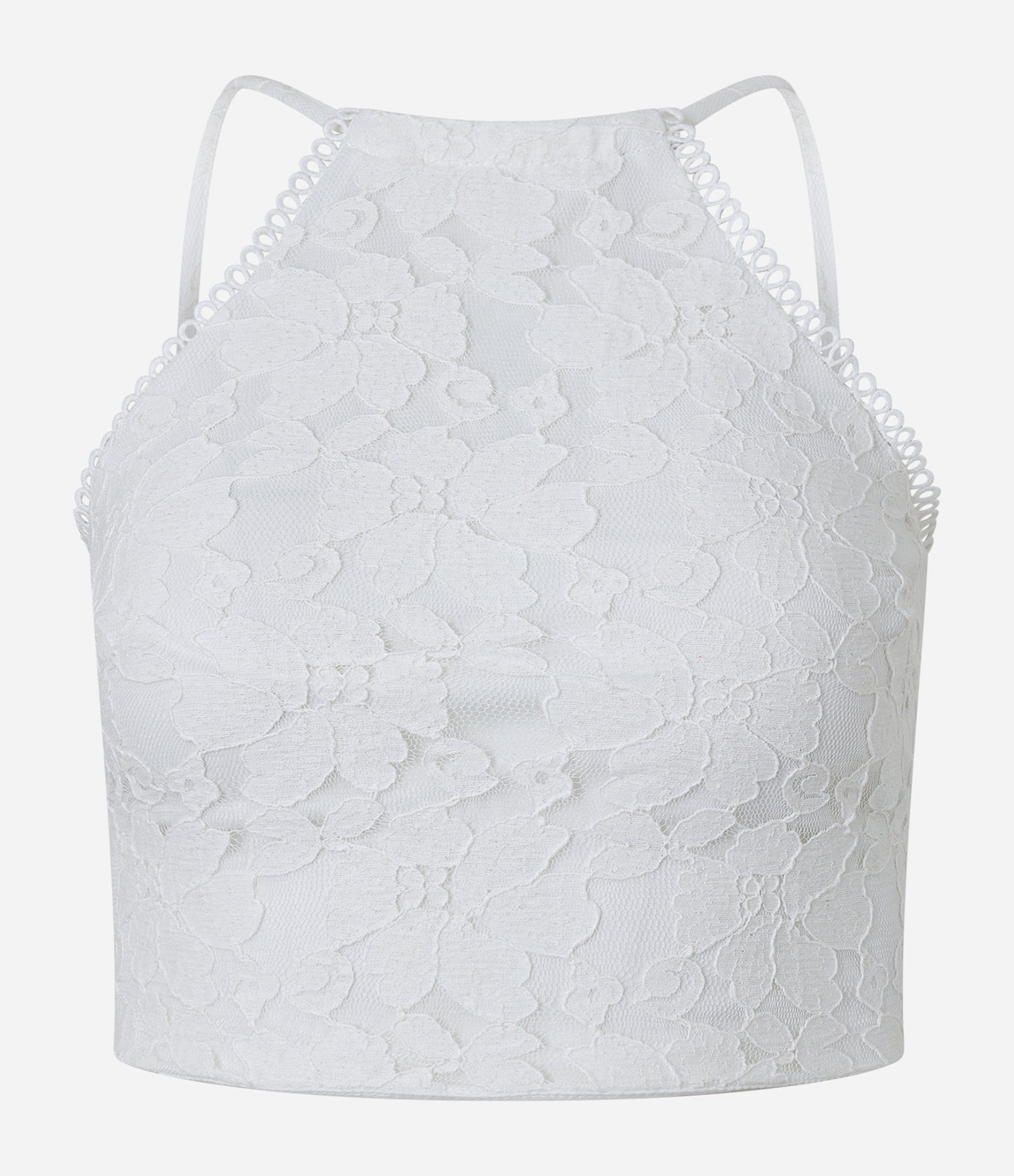 Blusa Cropped em Renda com Cava Americana Branco Branco Neve 6