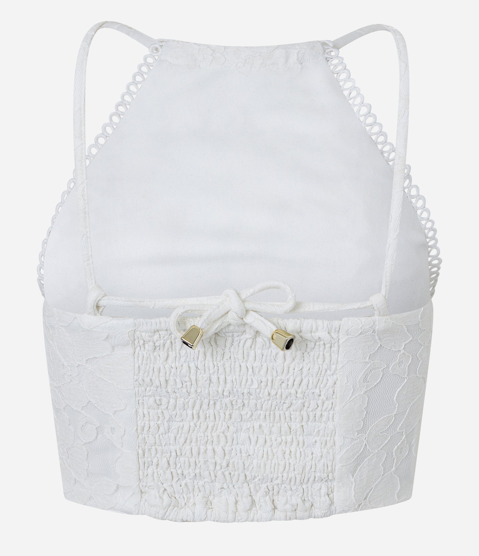 Blusa Cropped em Renda com Cava Americana Branco Branco Neve 8