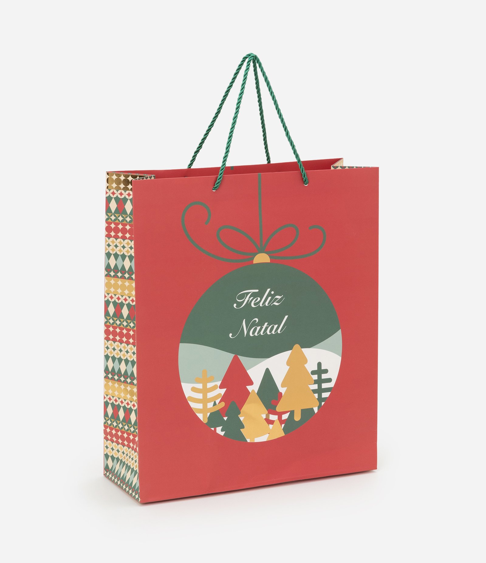 Embalagem de Presente Média com Estampa de Bolinha de Natal Vermelho 1