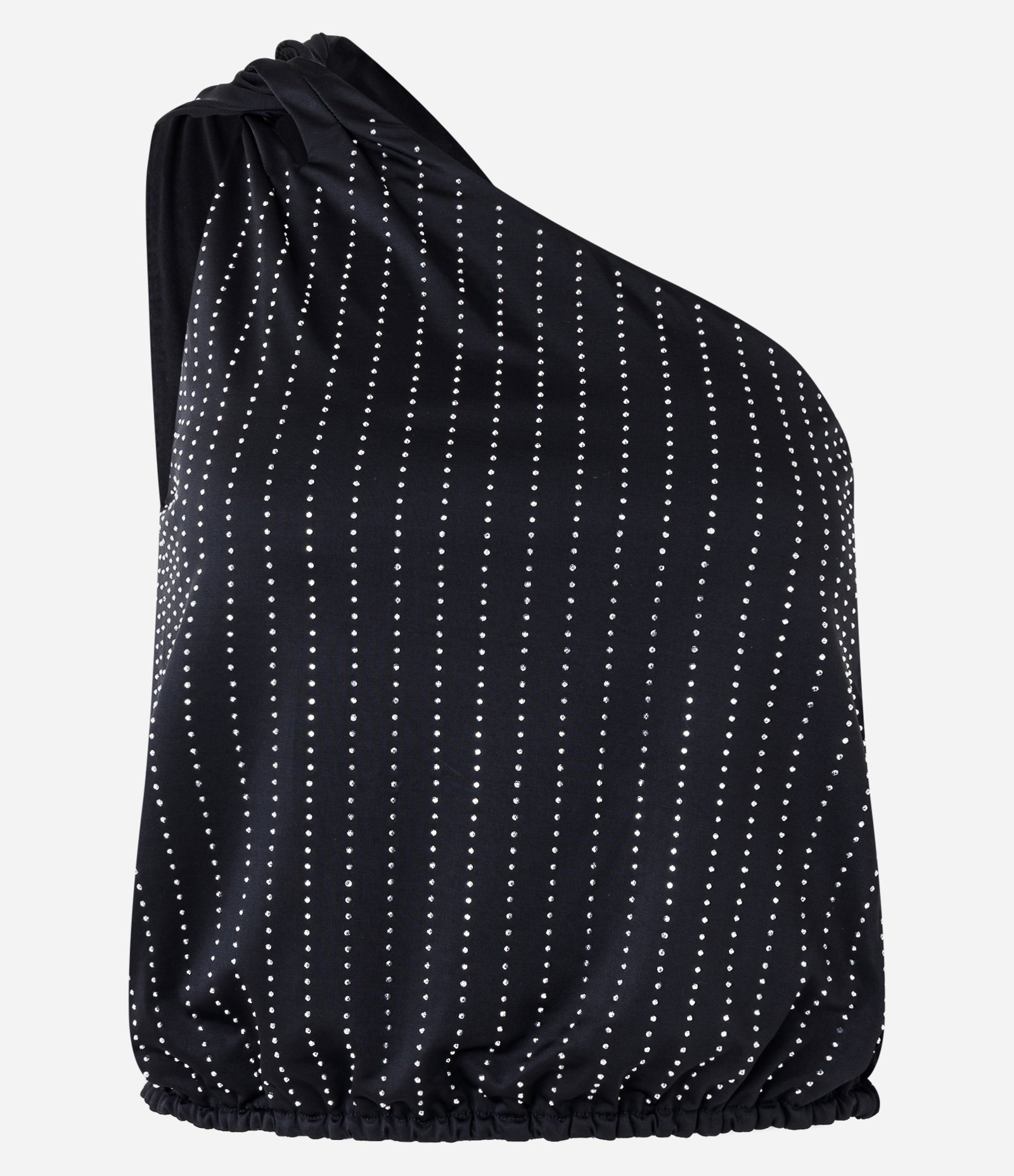 Blusa com Decote Um Ombro Só e Brilho Preto 5