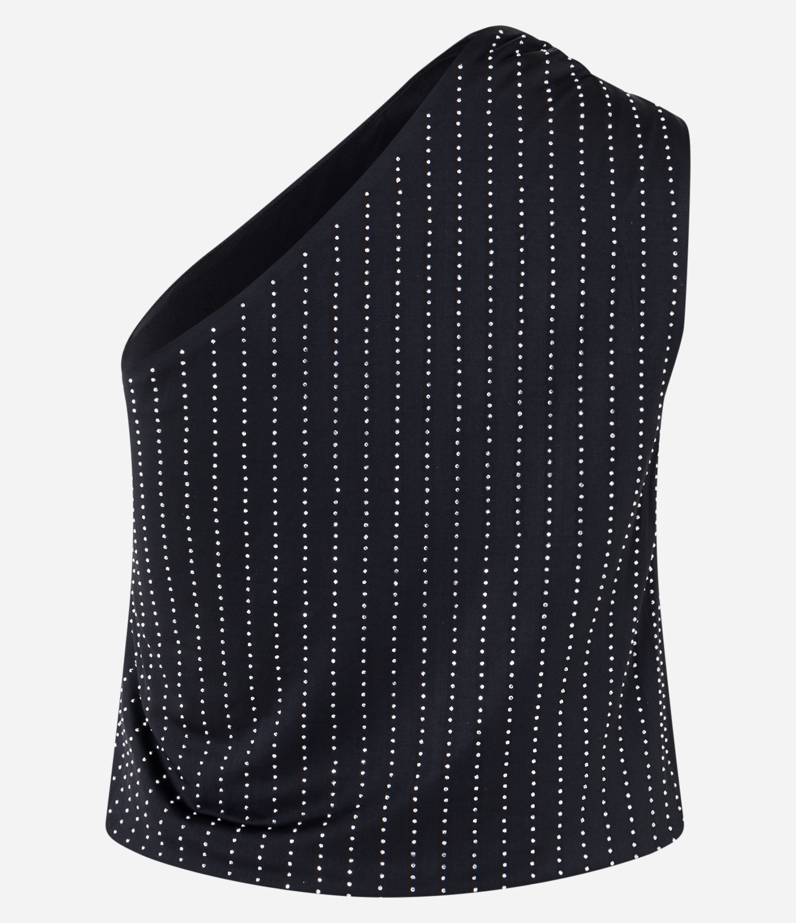 Blusa com Decote Um Ombro Só e Brilho Preto 7