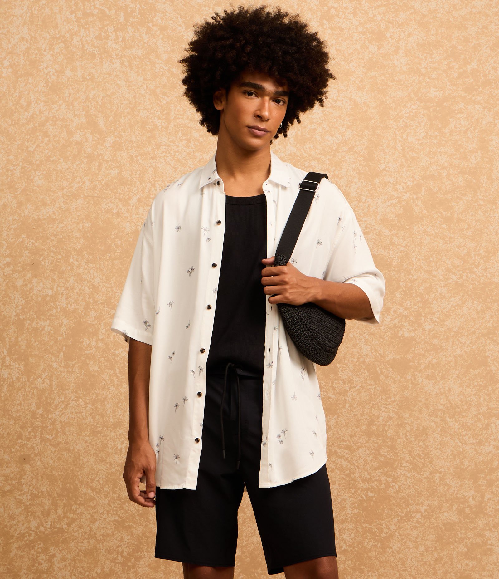 Camisa Relaxed em Viscose com Estampa de Mini Coqueiros Off White 5