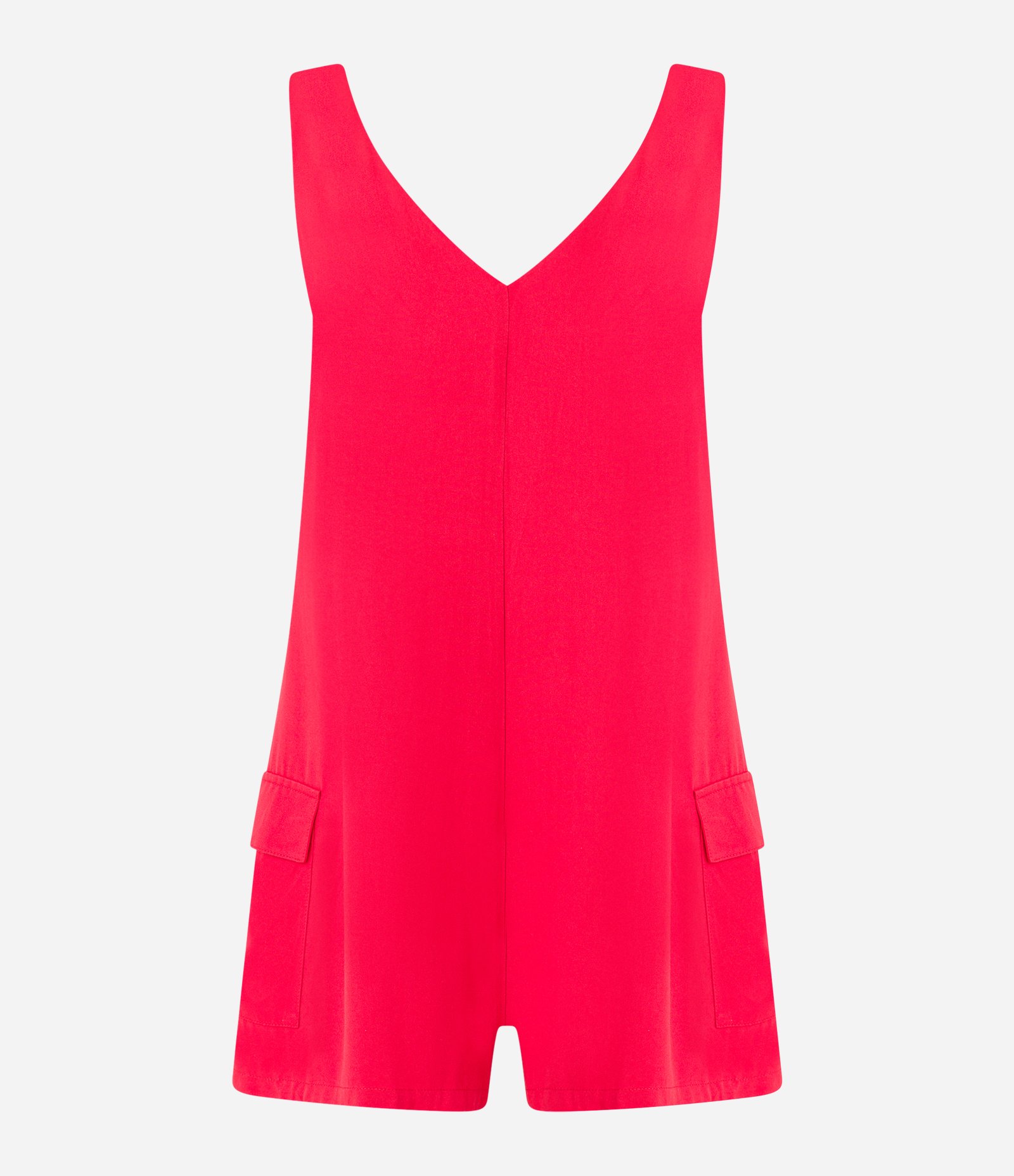 Macaquinho em Viscose com Bolsos Laterais Vermelho 5