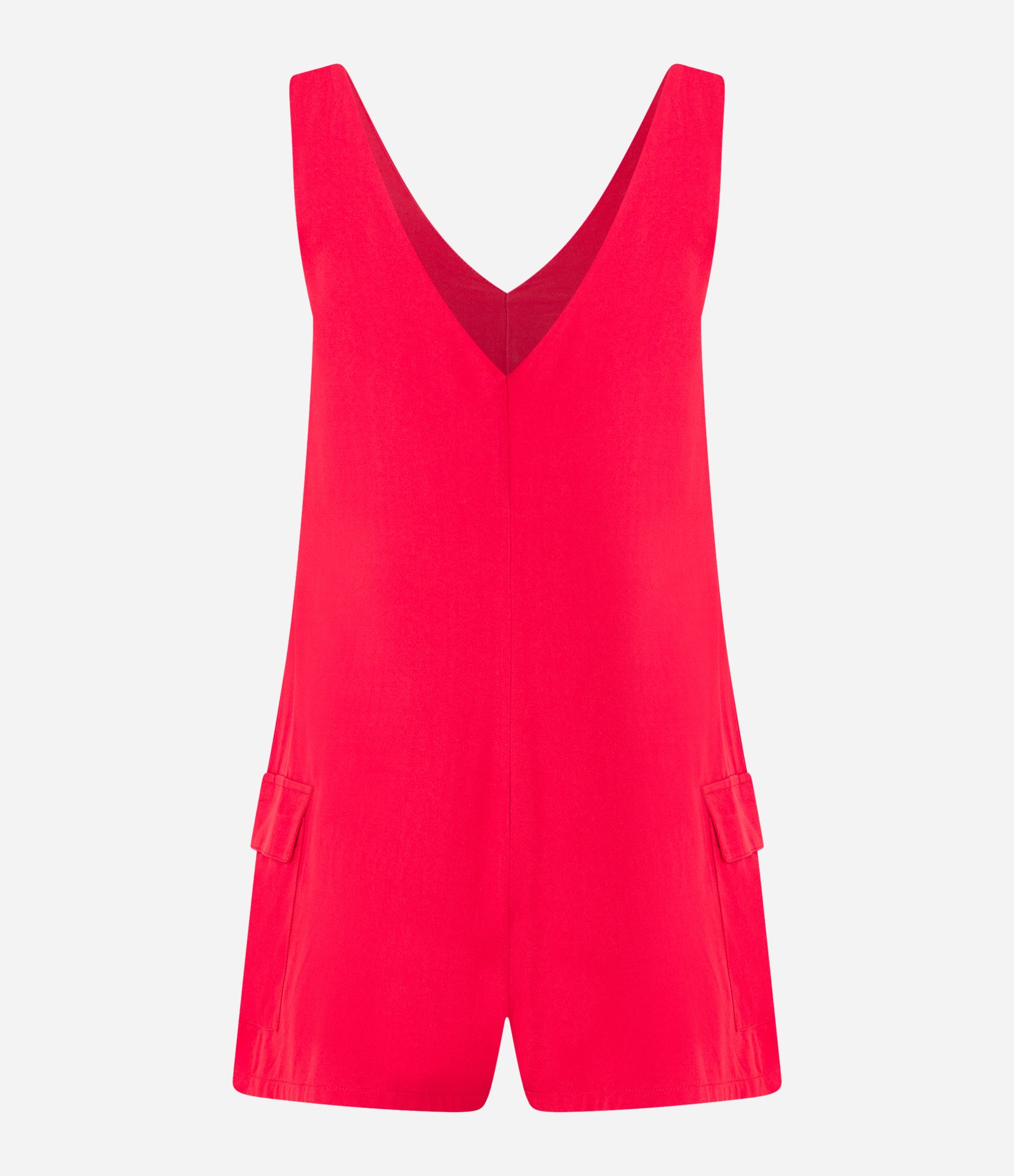 Macaquinho em Viscose com Bolsos Laterais Vermelho 6