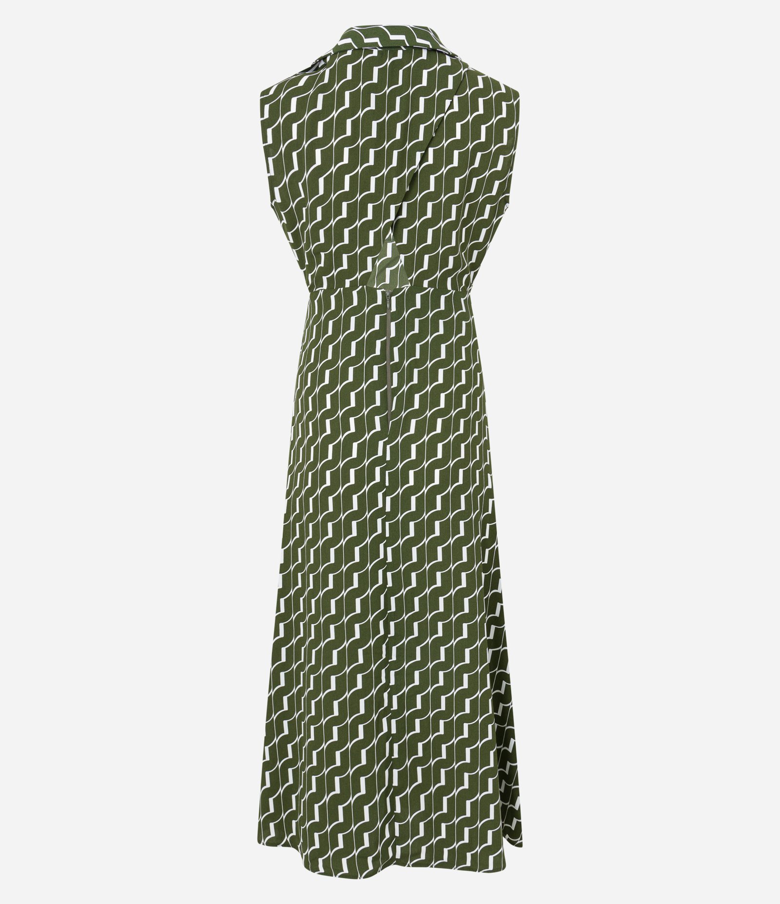 Vestido Midi em Crepe com Cintura Marcada e Estampa Geométrica Verde 7