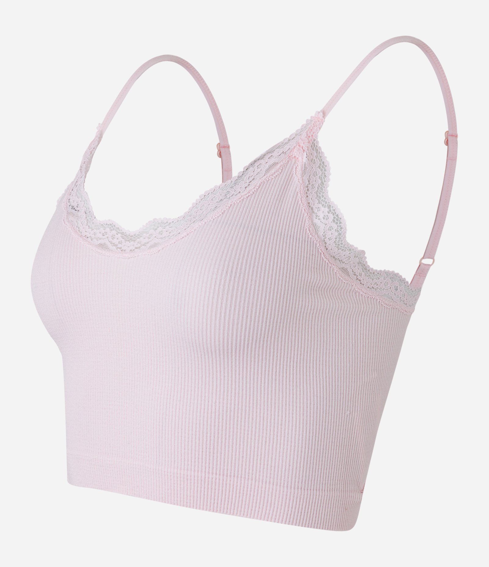 Blusa de Pijama Seamless com Alças Reguláveis e Renda no Decote Rosa Claro 6