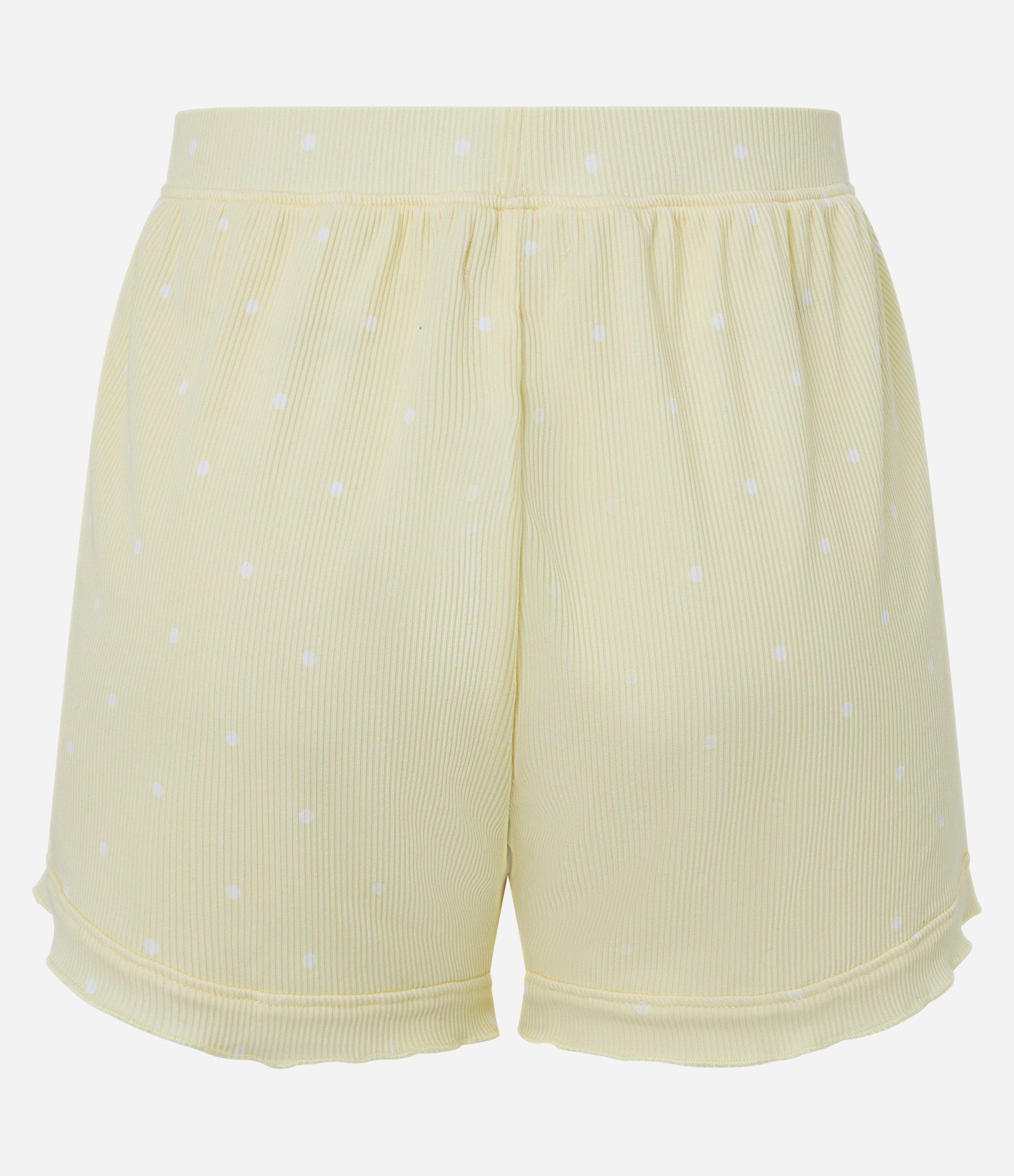 Short de Pijama em Ribana com Botões e Estampa Poá Amarelo 7
